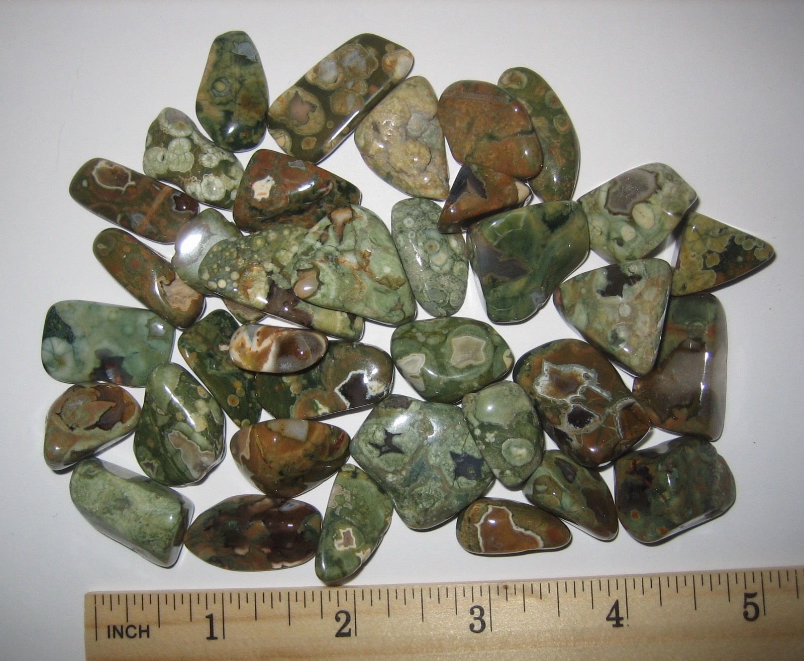36 A+ TUMBLED POLISHED 0.7″-0.9″ RAINFOREST JASPER STONES AUSTRALIA ~ 148.2g *A1