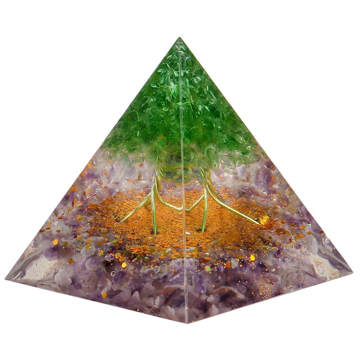 Tree Stem Crystal Orgone Pyramid Reiki Healing Chakra Meditation Orgonite Energy