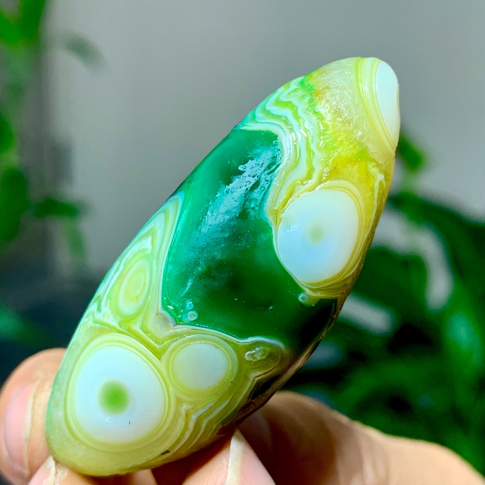 28G Natural green gobi agate eye crystal Circular pattern mineral healing B205
