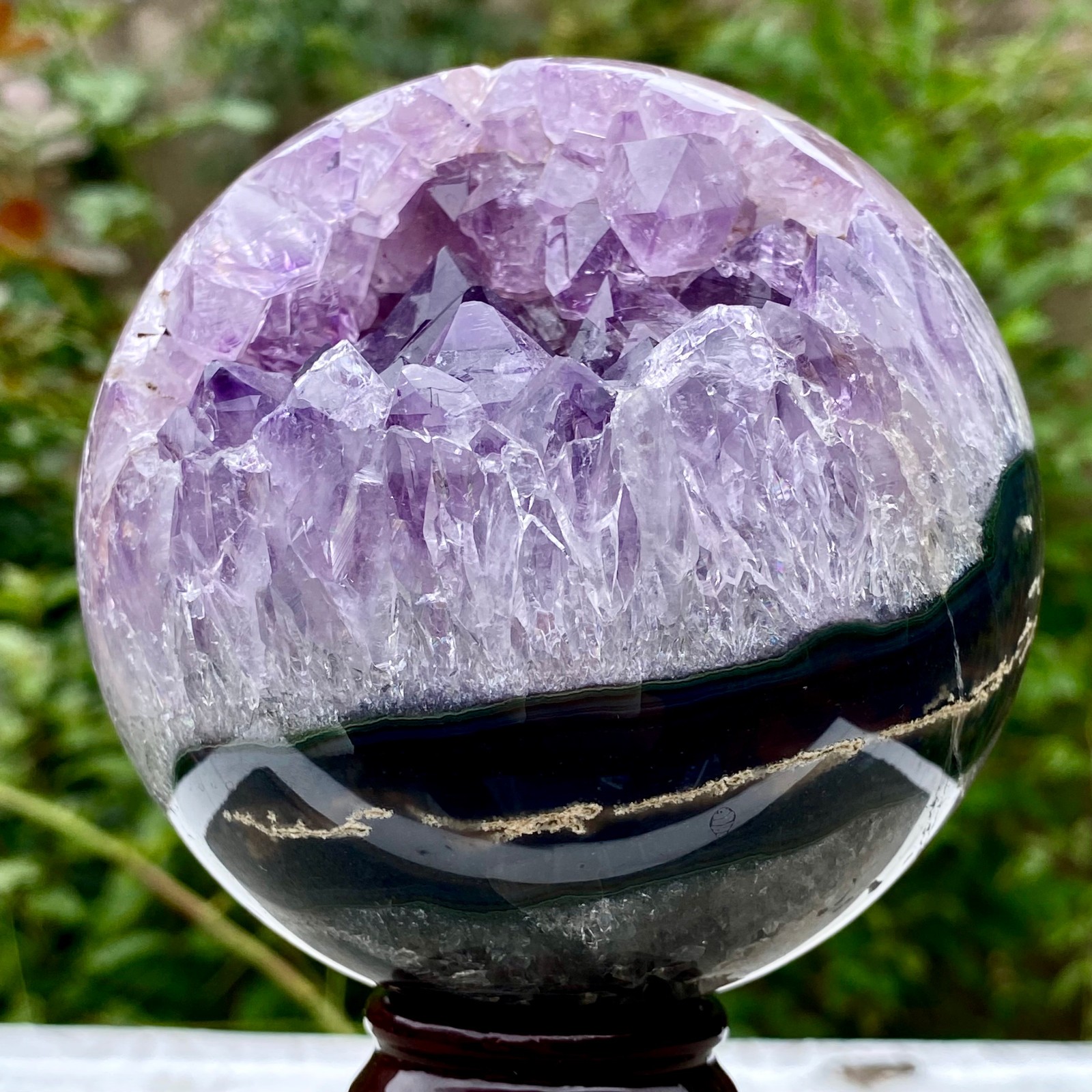 2.6LB Amethyst Agate Sphere Polished Healing Crystal Ball Home Feng Shui Ornam