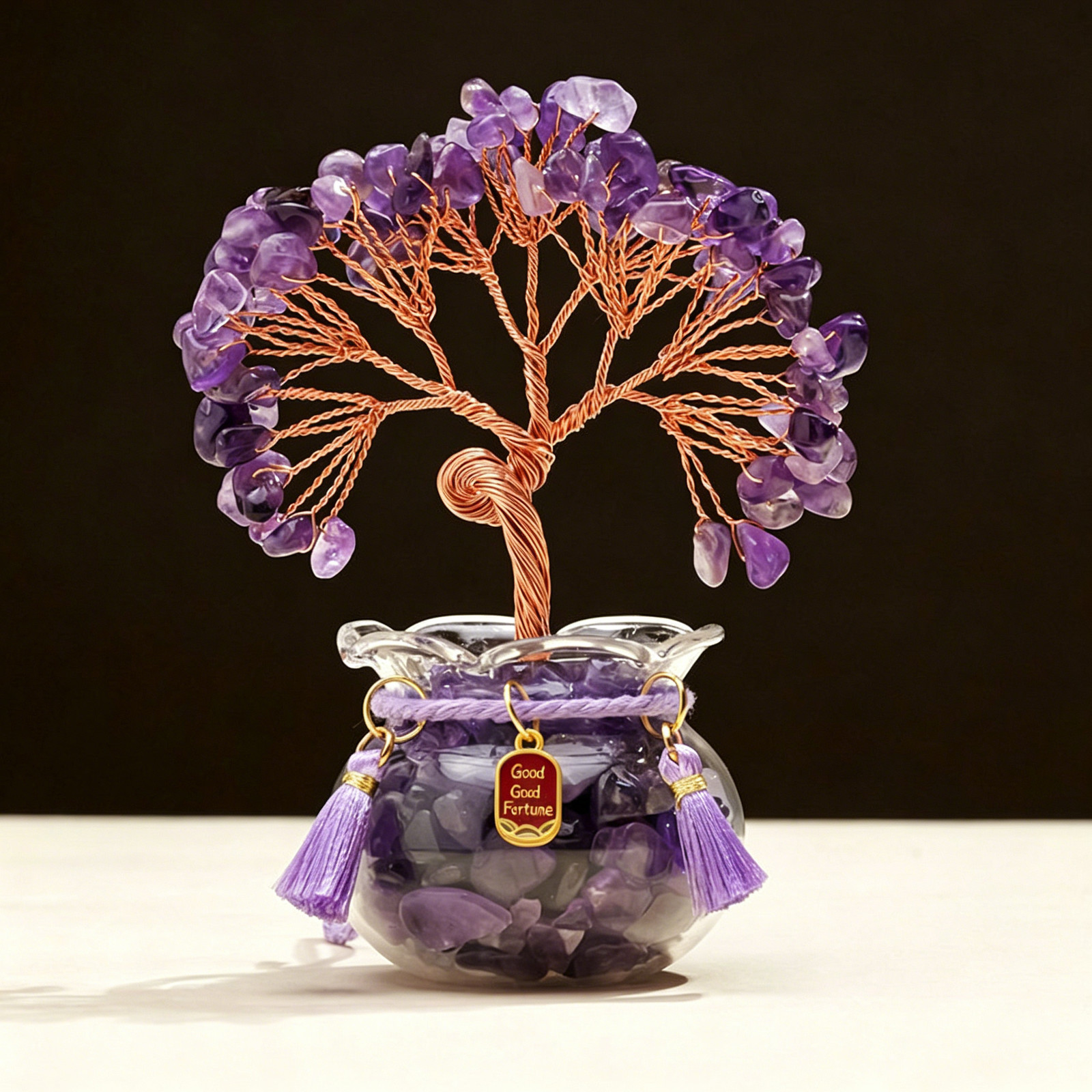 Natural Citrine Money Tree Ornament, Lucky Desktop Crystal Tree Decor for Home &
