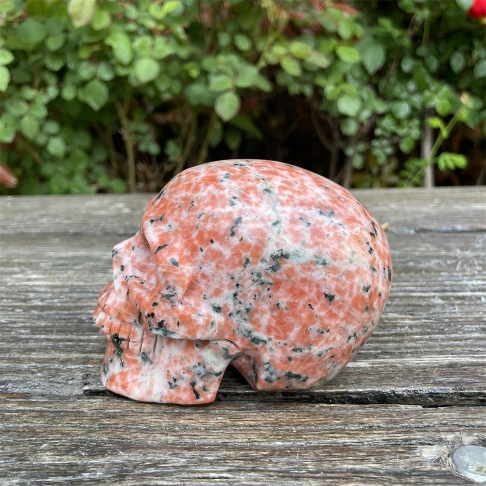 2LB 4.3″ Natural Sun Stone Skull Crystal Quartz Carving Reiki Decoration