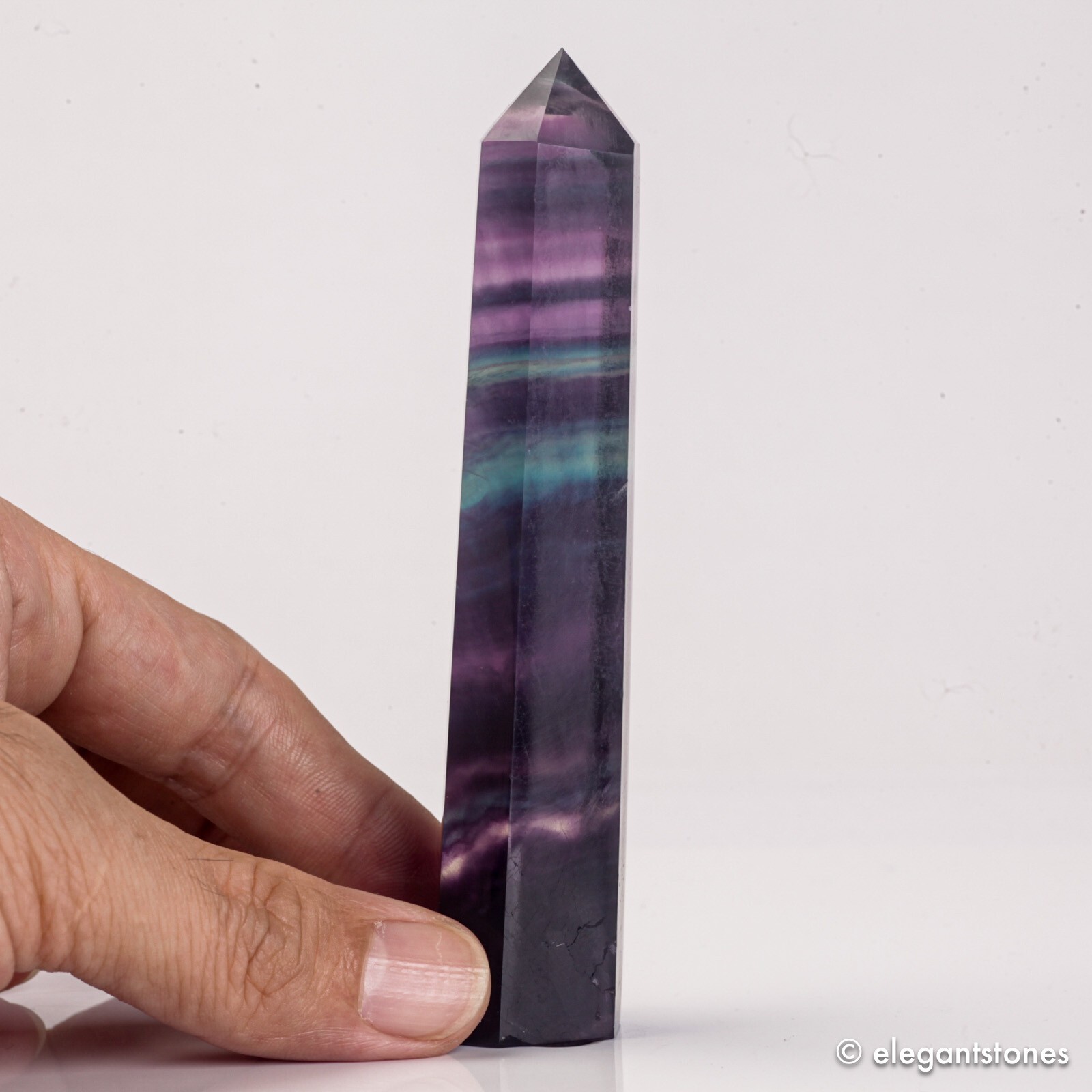 111g110mm Rainbow Fluorite Point Crystal Tower Natural Obelisk Healing Quartz