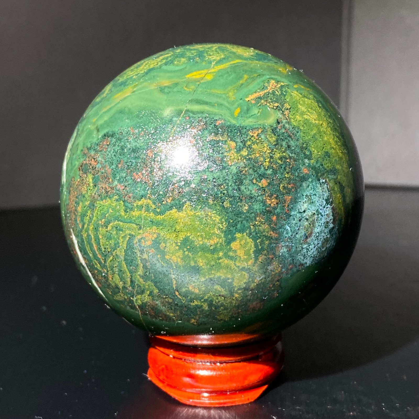335G Natural Ocean Jasper Ball Crystal Sphere Mineral Specimen Energy Healing