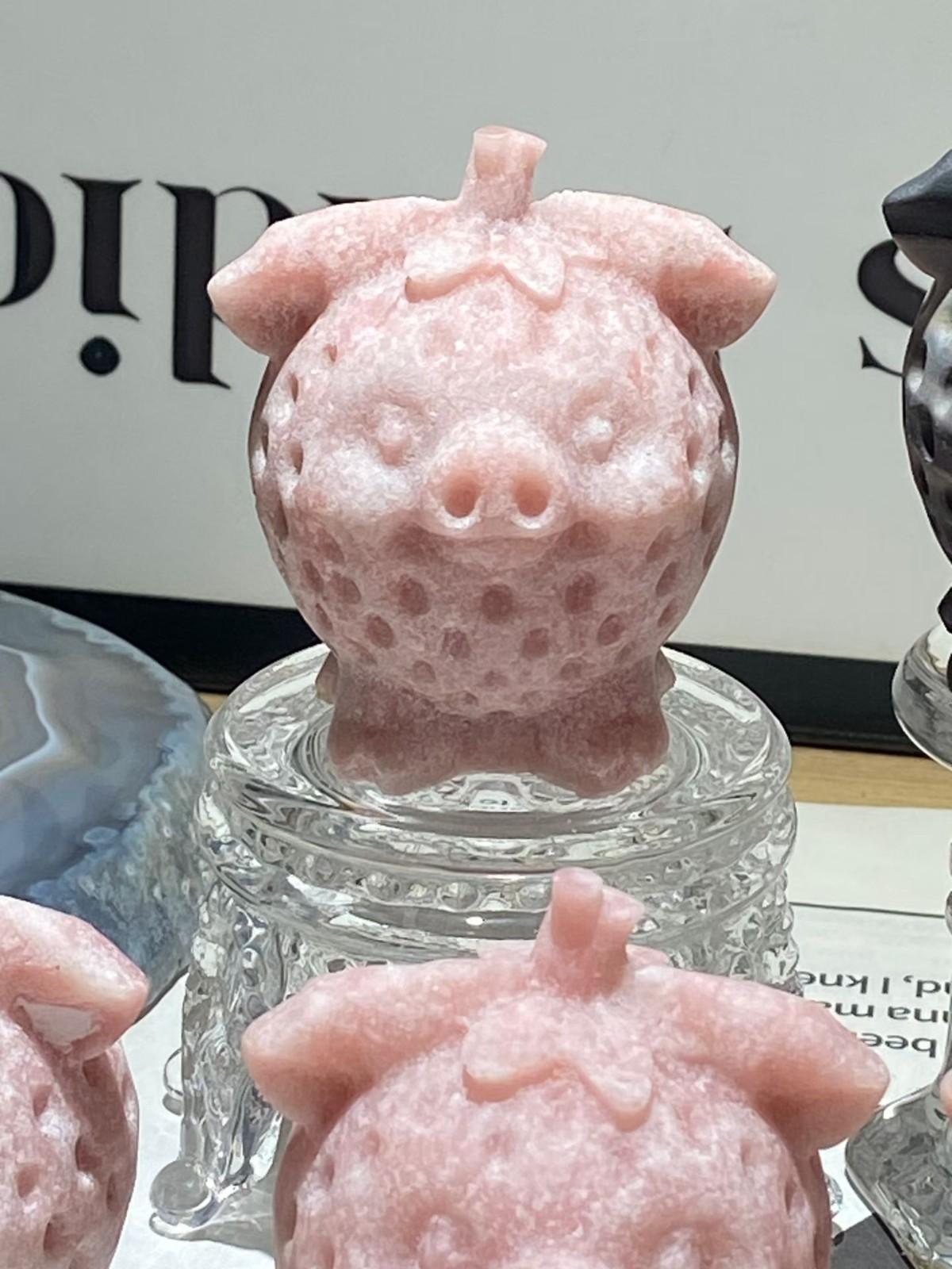 1pc Natural Pink Opal pig Skull Carved Quartz Crystal reiki healing gift Decor