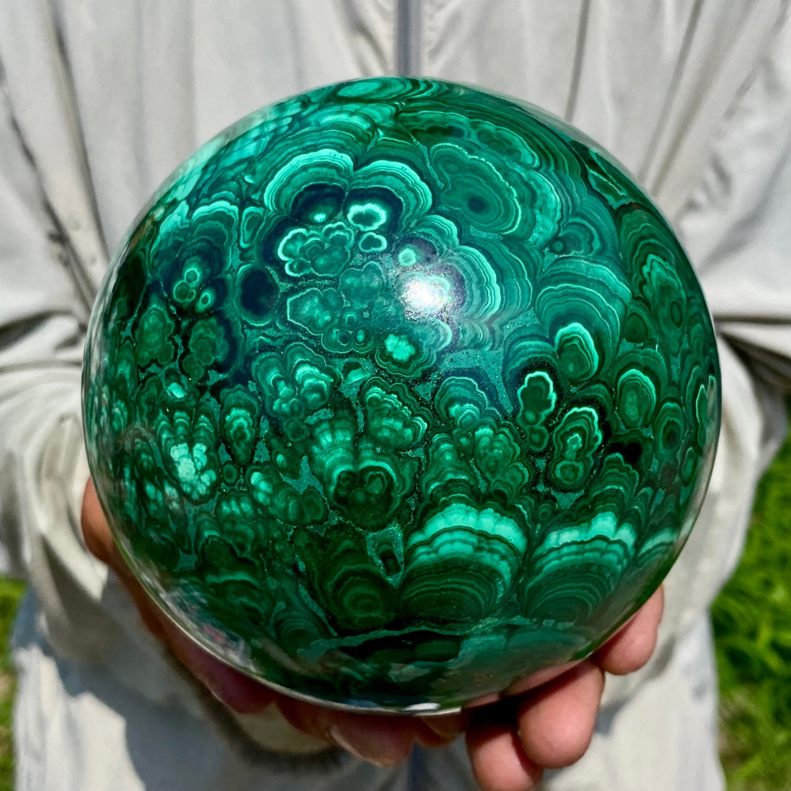 6.56LB Rare Natural Malachite quartz hand Carved sphere Crystal Healing
