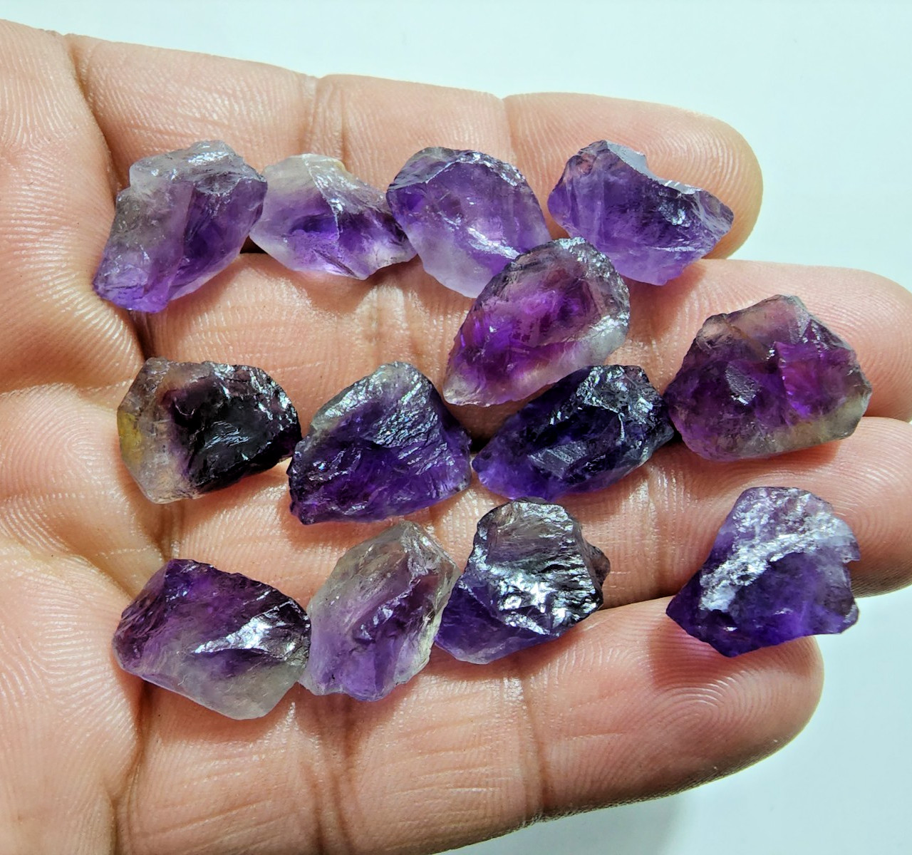 13 Pcs Ultimate Purple Amethyst Rough Gemstone Raw Size 15-18 MM Crystal Stones