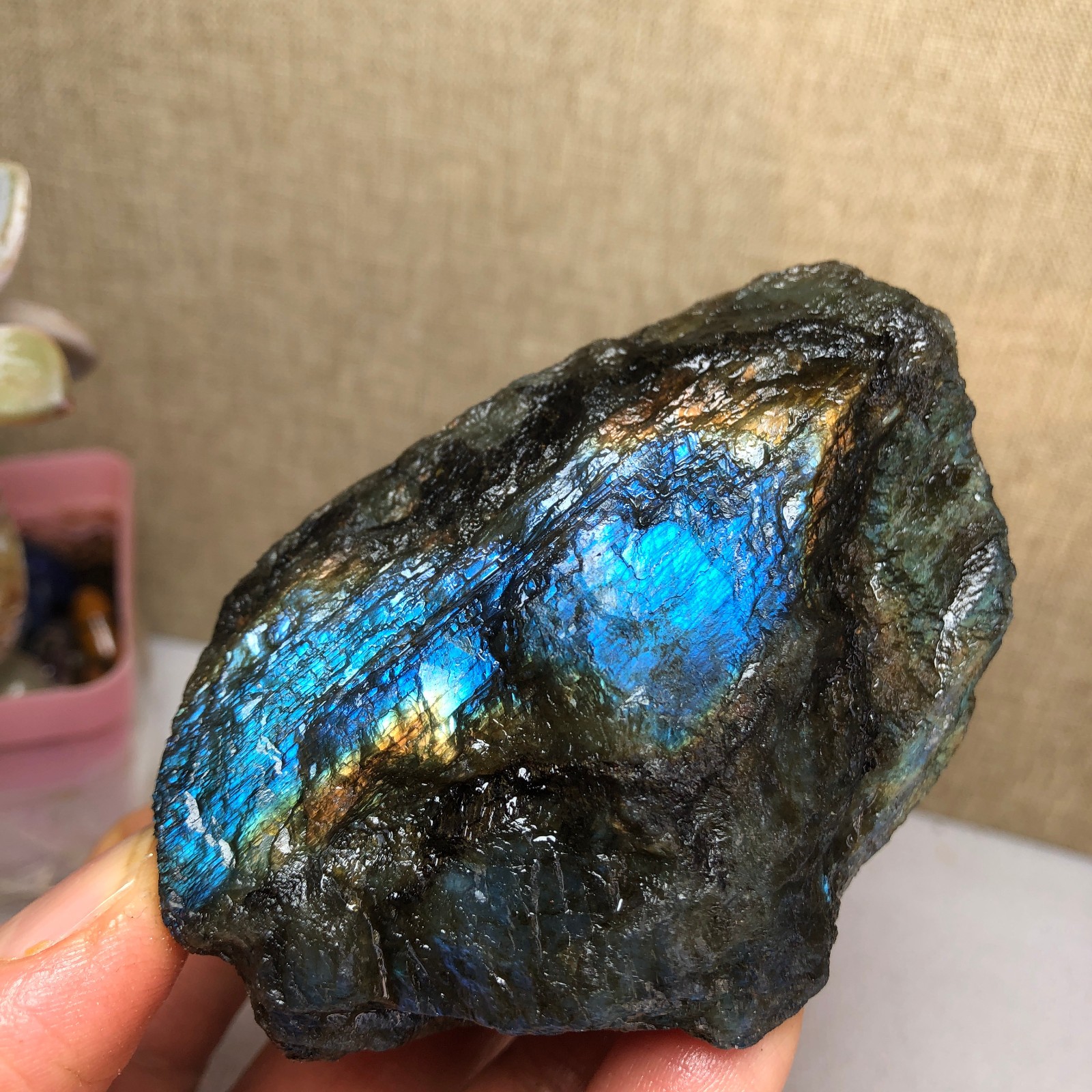 67mm Natural Labradorite Crystal gemstone rough original Specimen 212g A2627