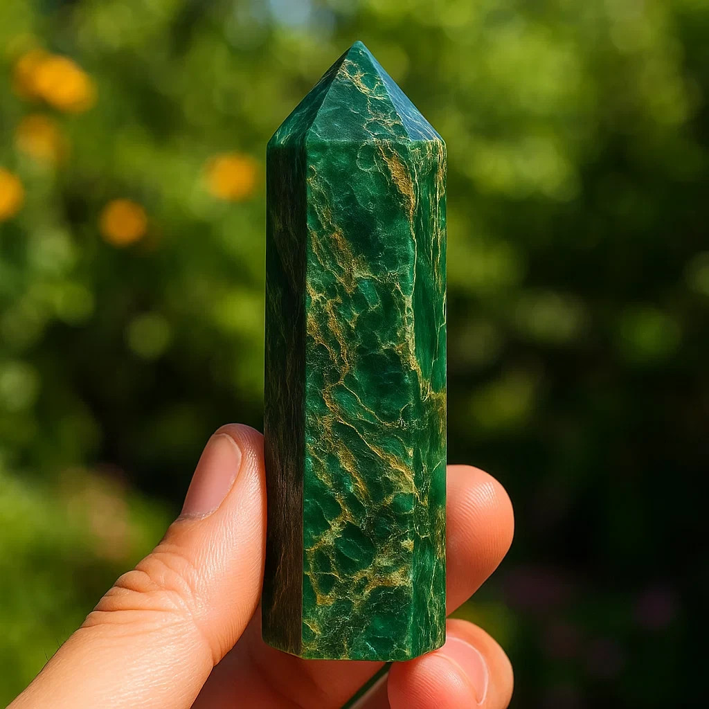 Natural Emerald Tower Point Green Gemstone Crystal Healing Obelisk Wand Decor