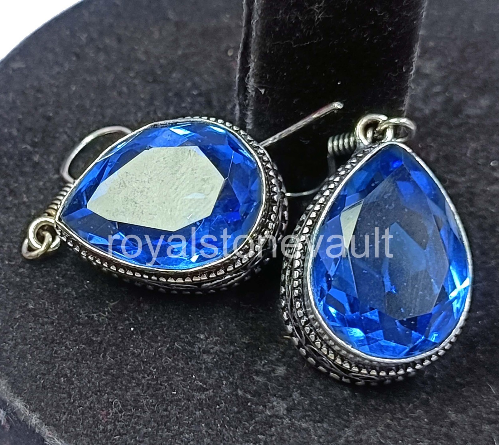 74.85 Ct Pear Cut Blue Sapphire Earrings 925 Solid Silver IGL Certified 6JDZ