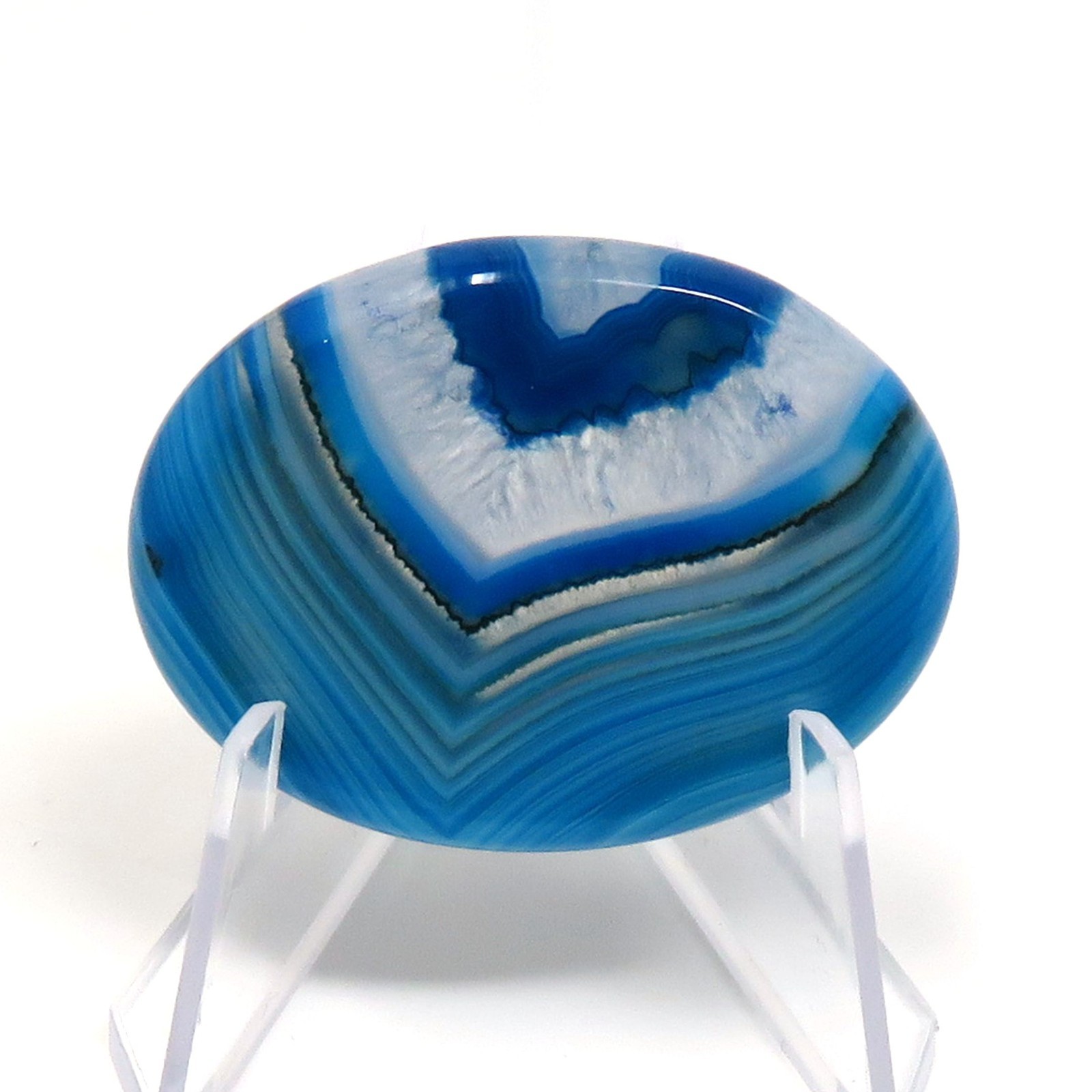 Blue Agate Worry Stone #1411 – 40mmX30mm or 1.5″x 1″ – 6mm Thick – Pocket Stone