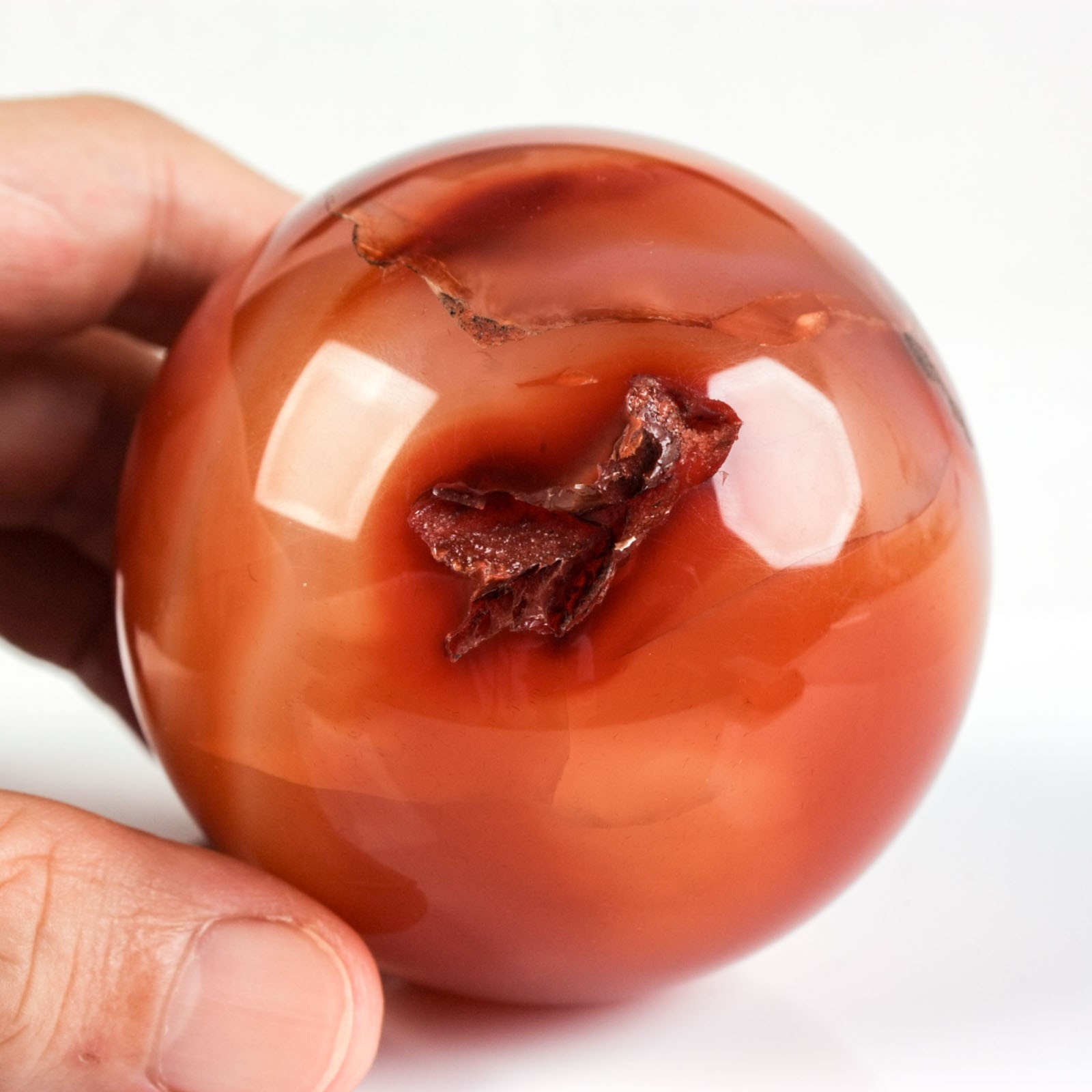 2.6″ 14.25oz Banded Carnelian Agate Sphere Crystal Ball Natural Mineral Specimen