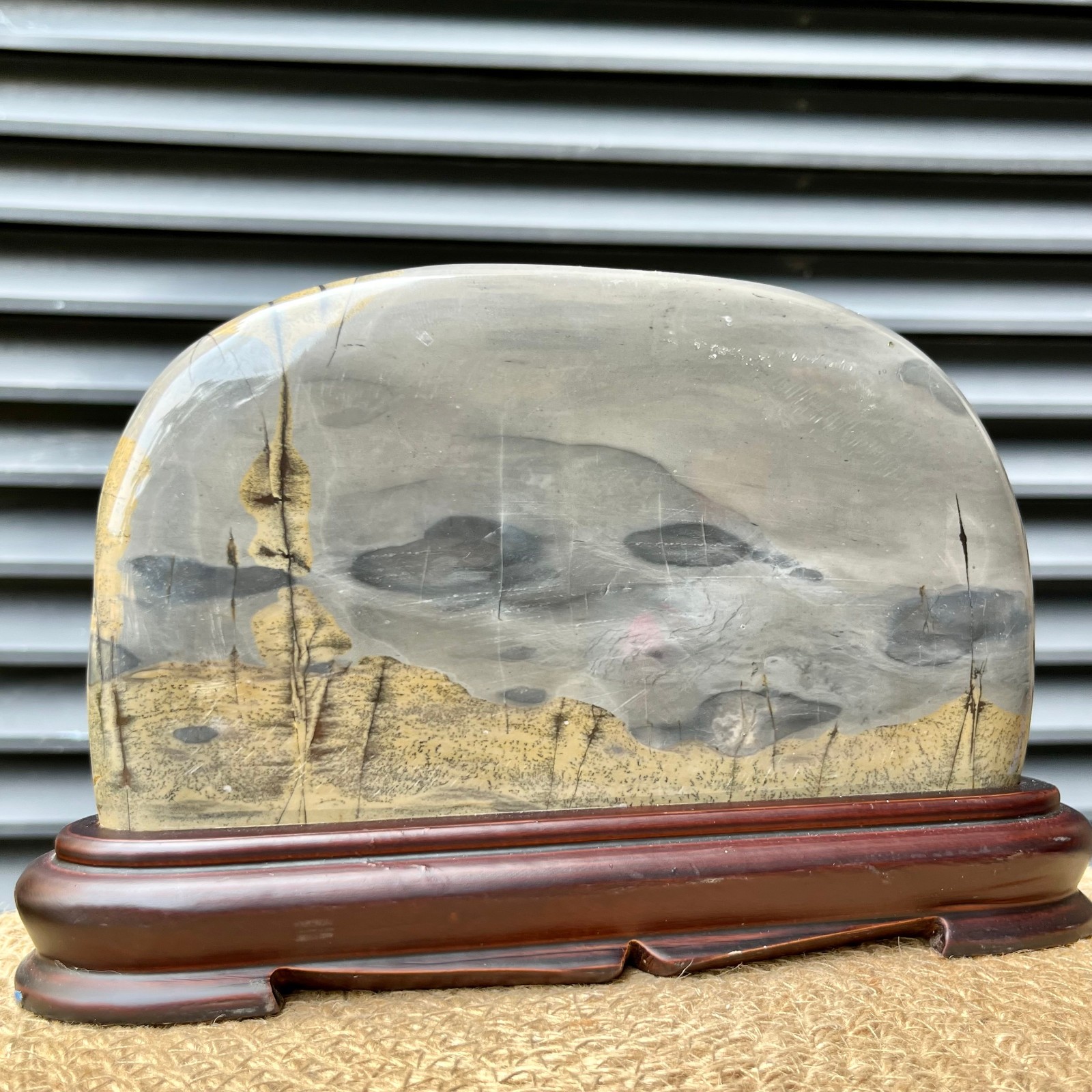 Natural Scenic Stone Harmony Pattern Display Art w/ Stand 3.7 lb