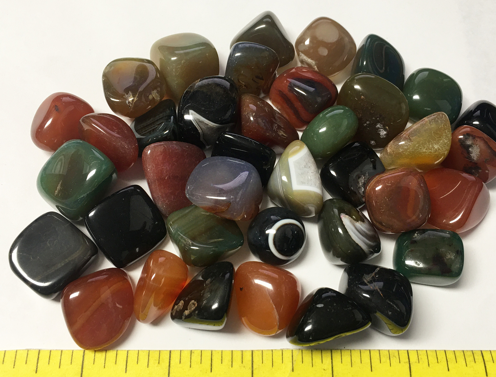 AGATE Mixed natural and dyed polished stones size 3/4″ to 1″ 1 lb