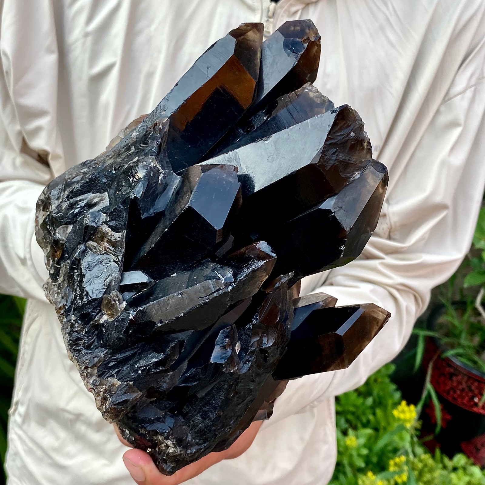 7.16LB Natural Black Smoky Quartz Crystal Cluster Raw Mineral Specimen