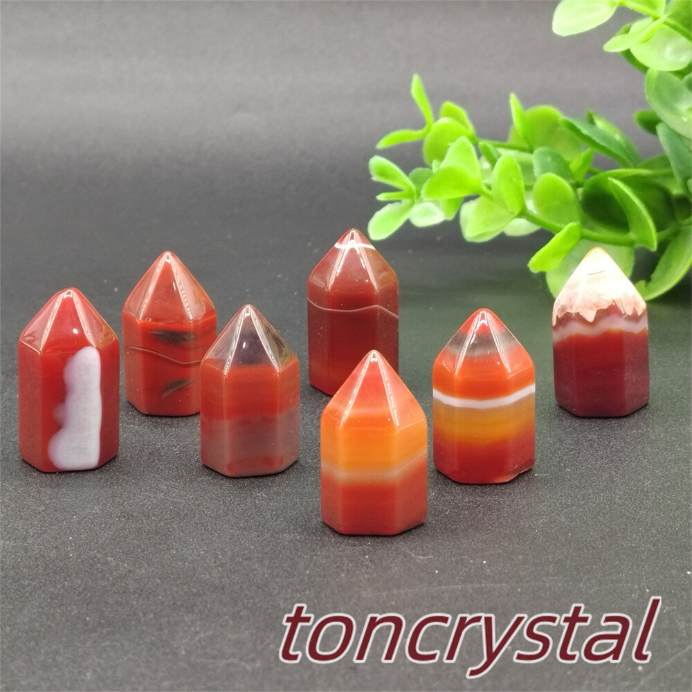 10pcs Top Natural Red Agate Mini Obelisk Quartz Wand Crystal Point Reiki Healing
