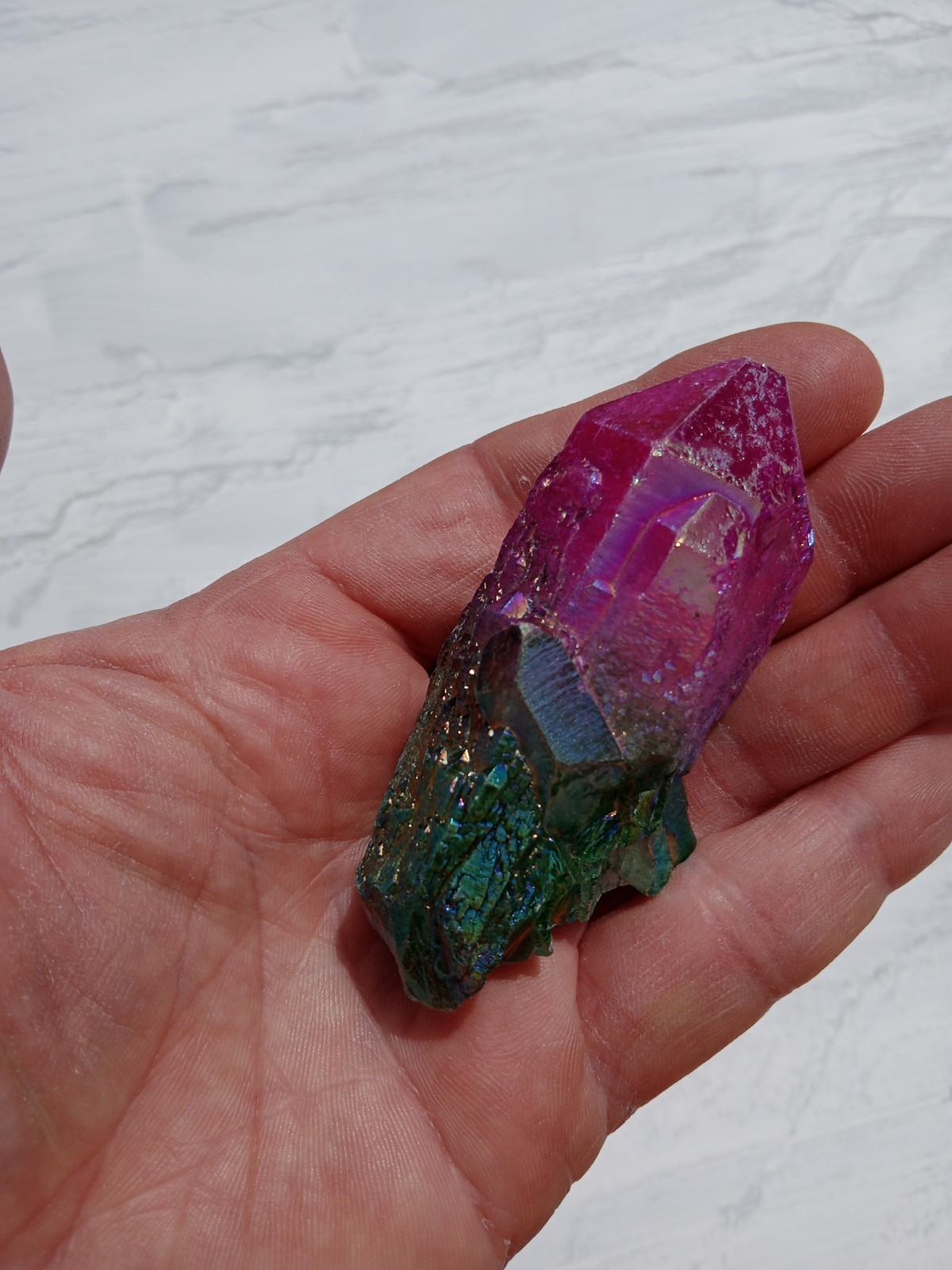 9 Pieces Irregular Rainbow 🌈 Titanium Aura Quartz Points! Healing, 2 Lbs! G1