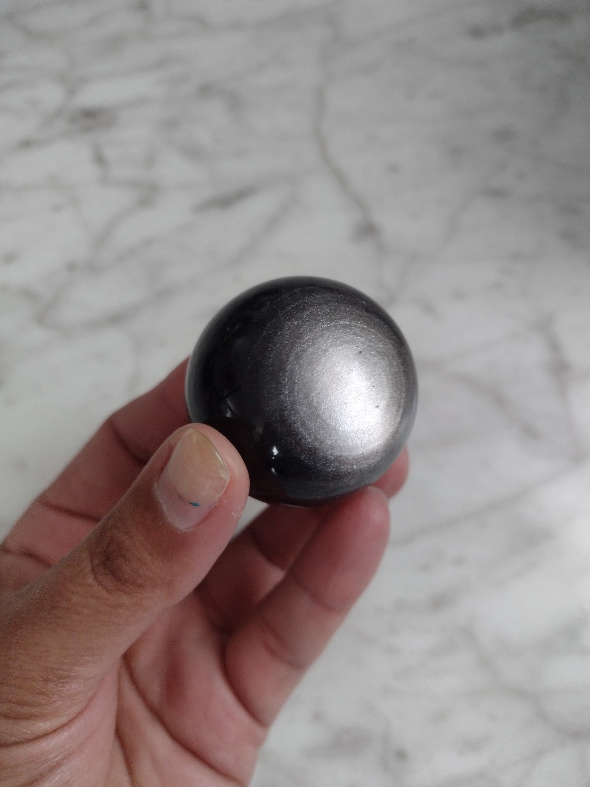 41mm Silversheen Obsidian Sphere Carving Crystal Stone Ball