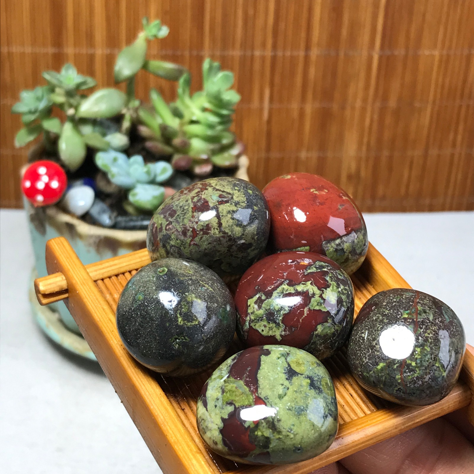 6pcs Natural Dragon blood Crystal gemstone Polish Mineral Specimen Tumbled A5579