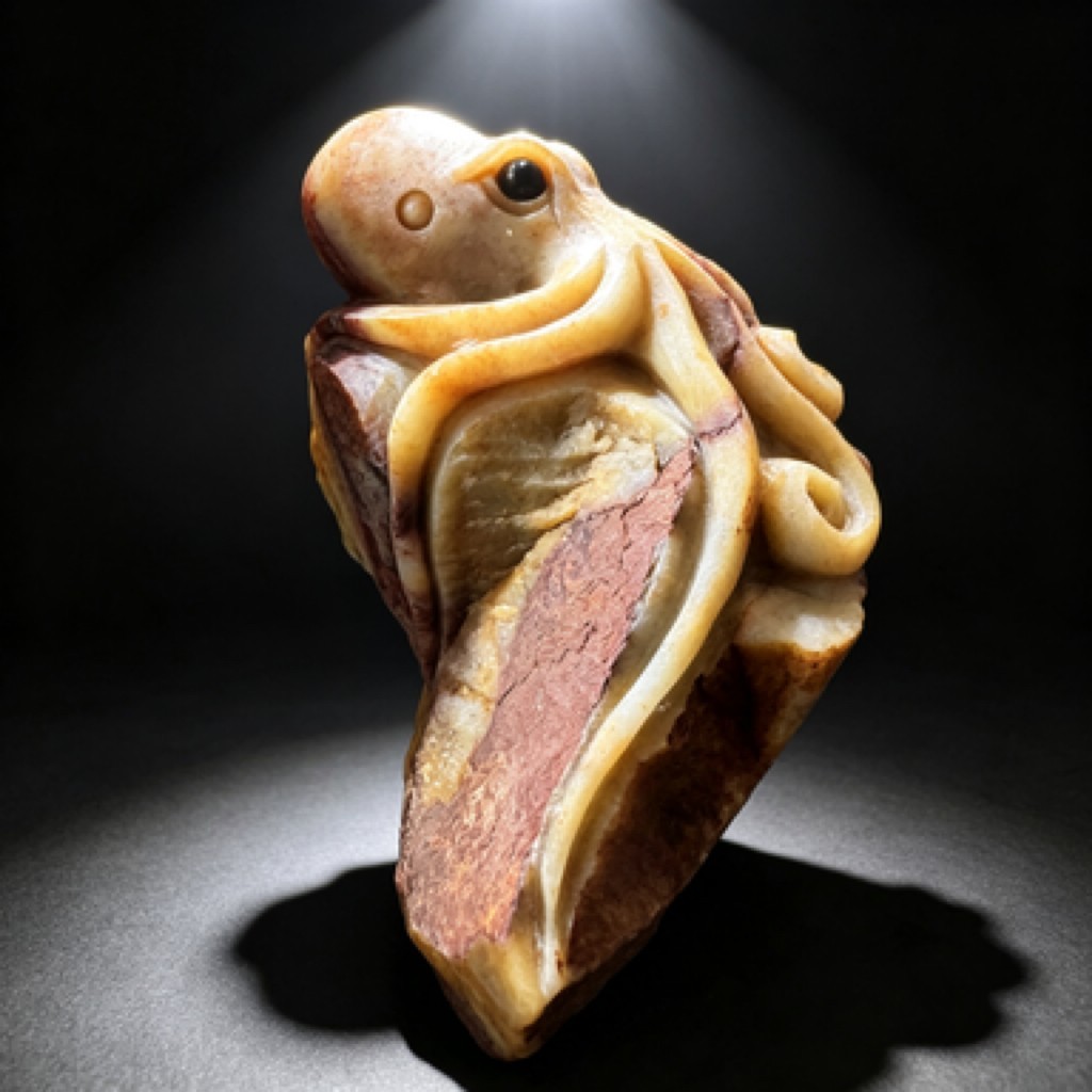 Hand-Carved Amazonite Octopus Sculpture, Natural Crystal Decor for Collectors