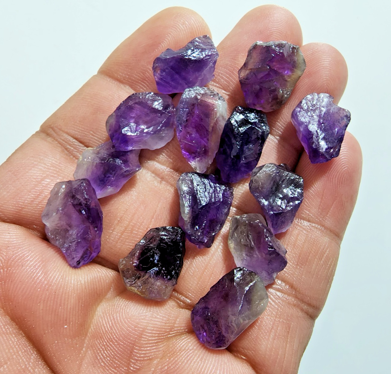 13 Pcs Ultimate Purple Amethyst Rough Gemstone Raw Size 15-18 MM Crystal Stones