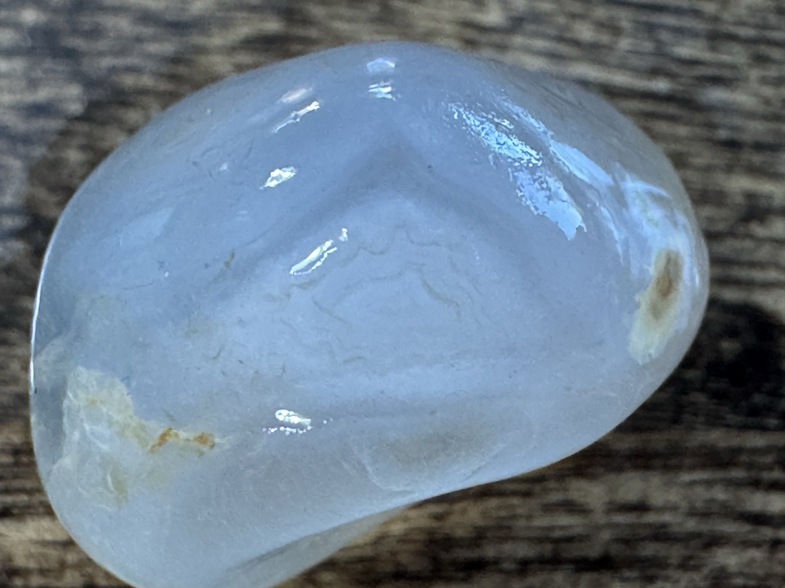 UnPolished Surf Tumbled Light Blue banded Agate Crystal Mineral Stone (1 Piece)