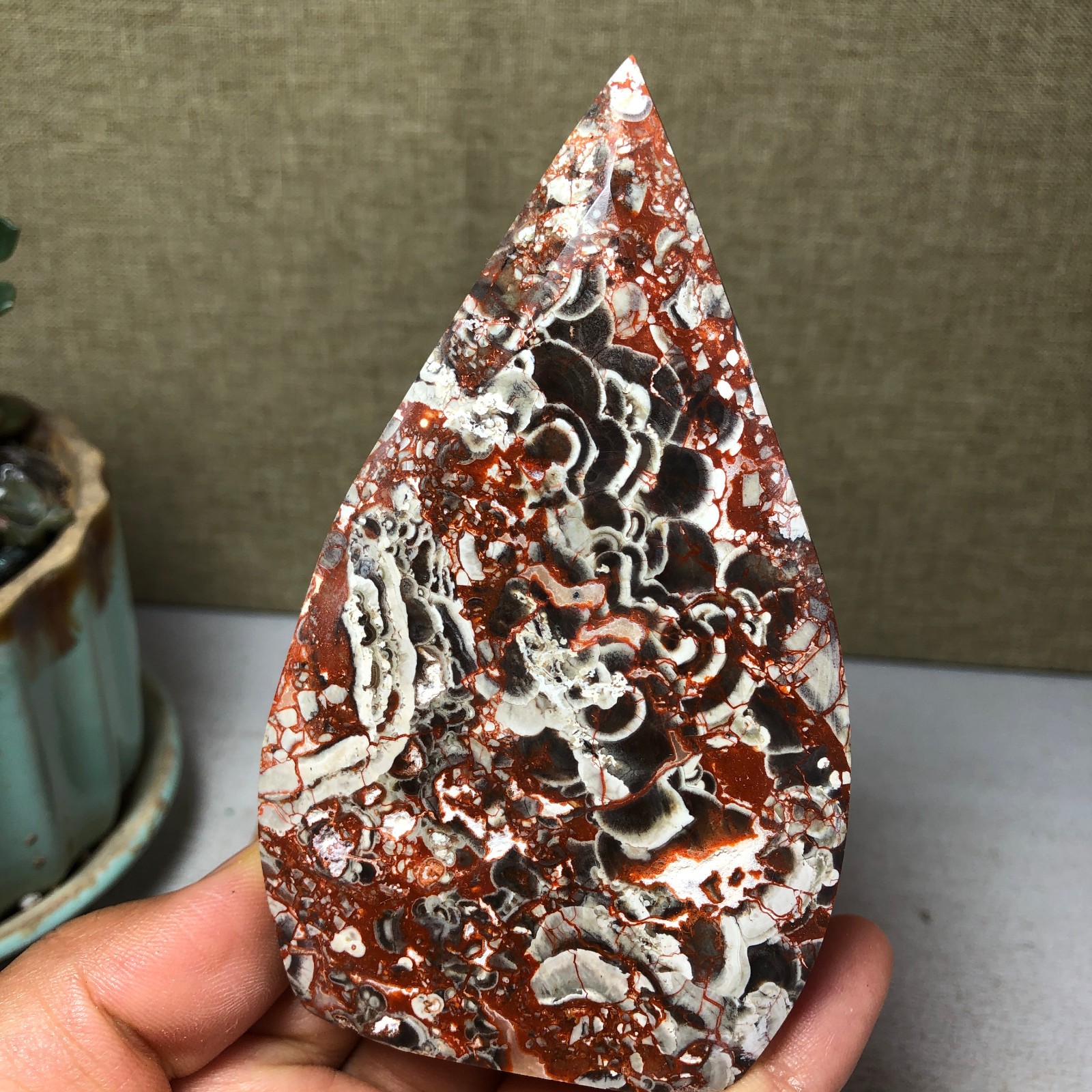 Natural l Indonesian Bloodstone agate point leaf Crystal specimens 173g A4931