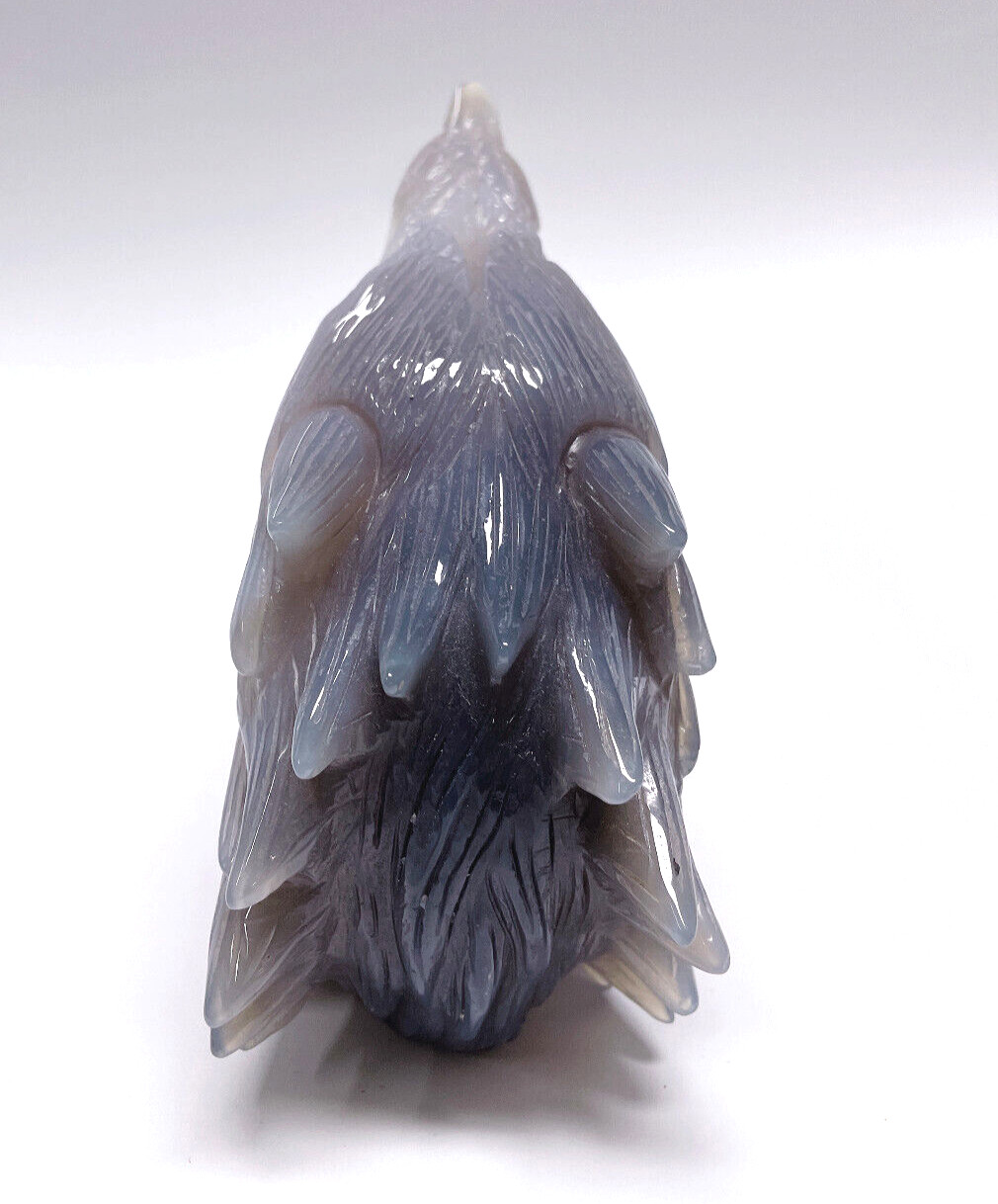 5.2″ Natural Agate Geode Carved Crystal Wolf Skull Sculpture,Home Decoration