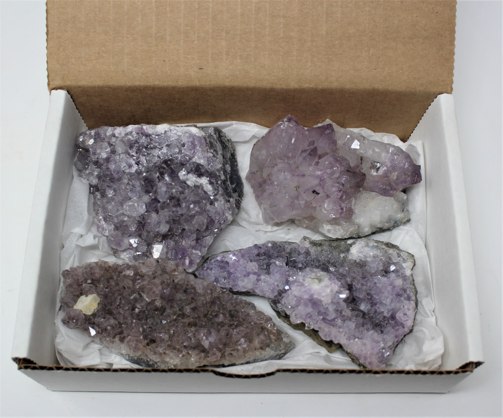 Bulk LARGE Natural Amethyst Crystal Clusters B/C Grade 2lb – 3lb: 4-5 Piece Box