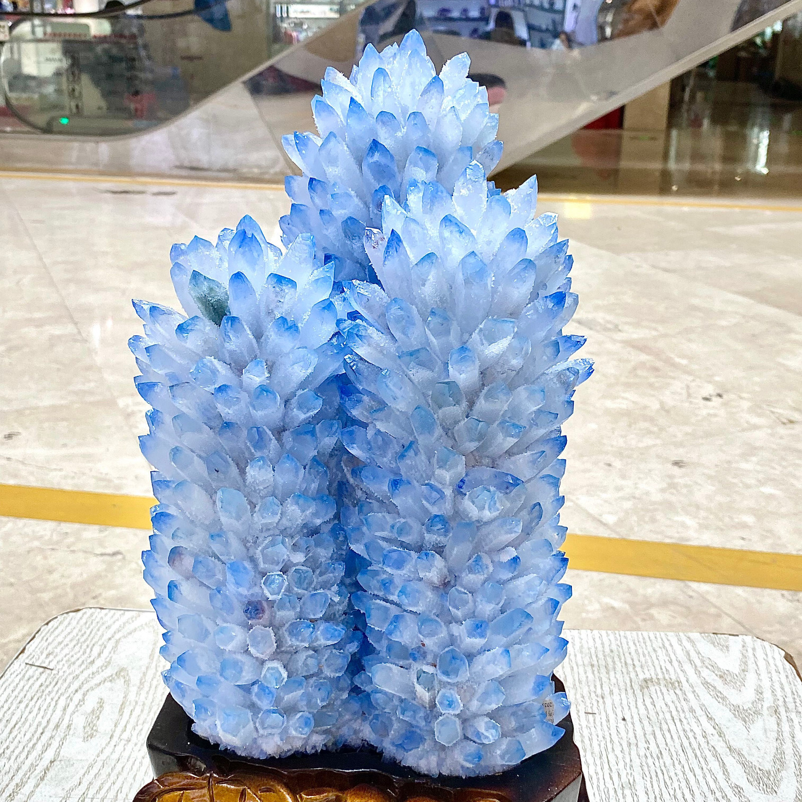 27.95LB eatiful blue Tibetan Ghost phantom Quartz Crystal Cluster Specimen
