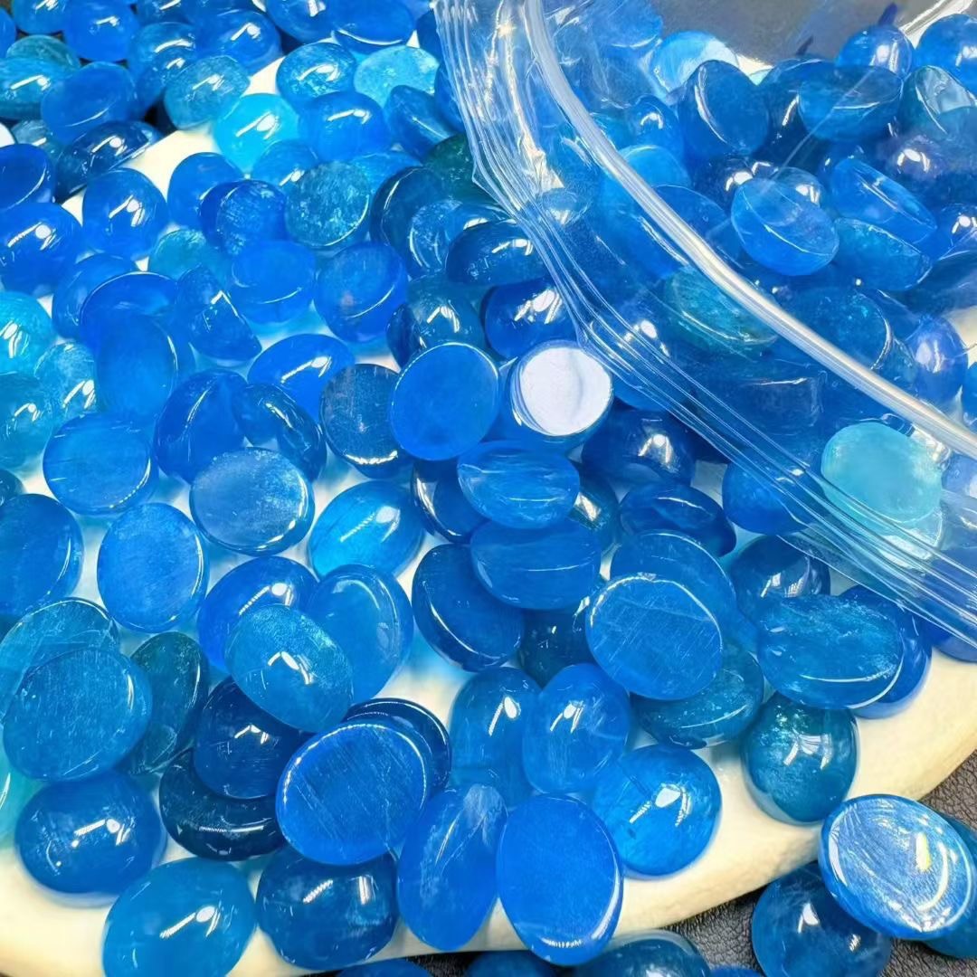 New natural blue phosphorite oval ring bezel, size: 10x12mm