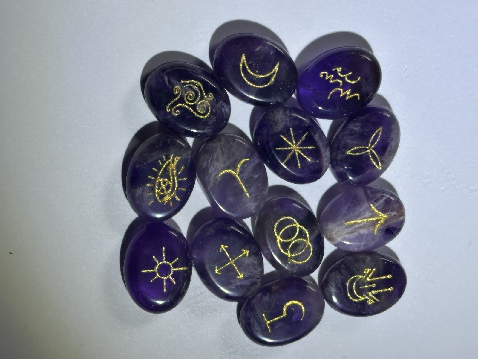 Amethyst Rune Stones For Divination And Healing Set Of 13 New
