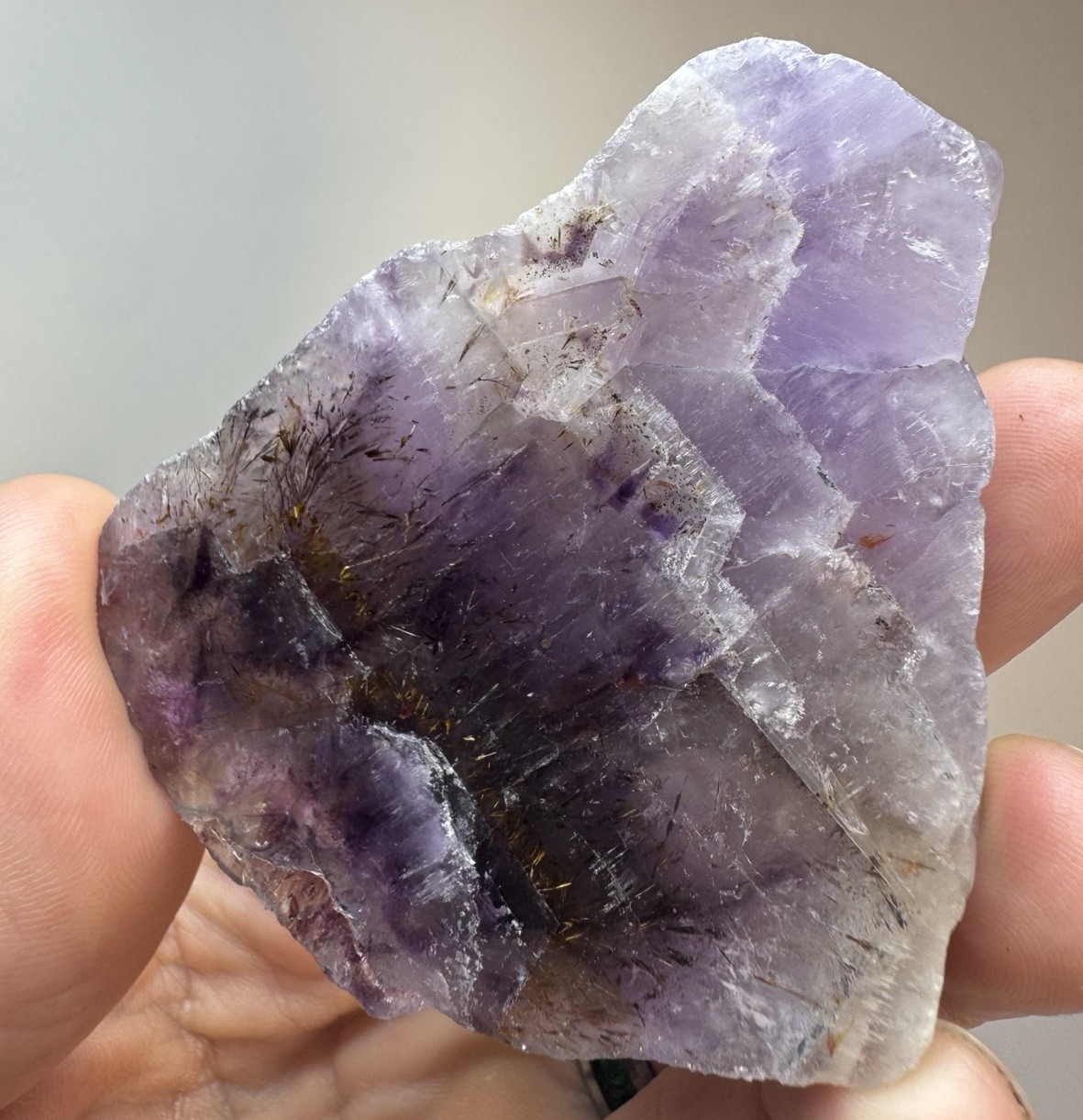 Boreal Amethyst Crystal Auralite23 Natural Phantom Reveal On Polished Face
