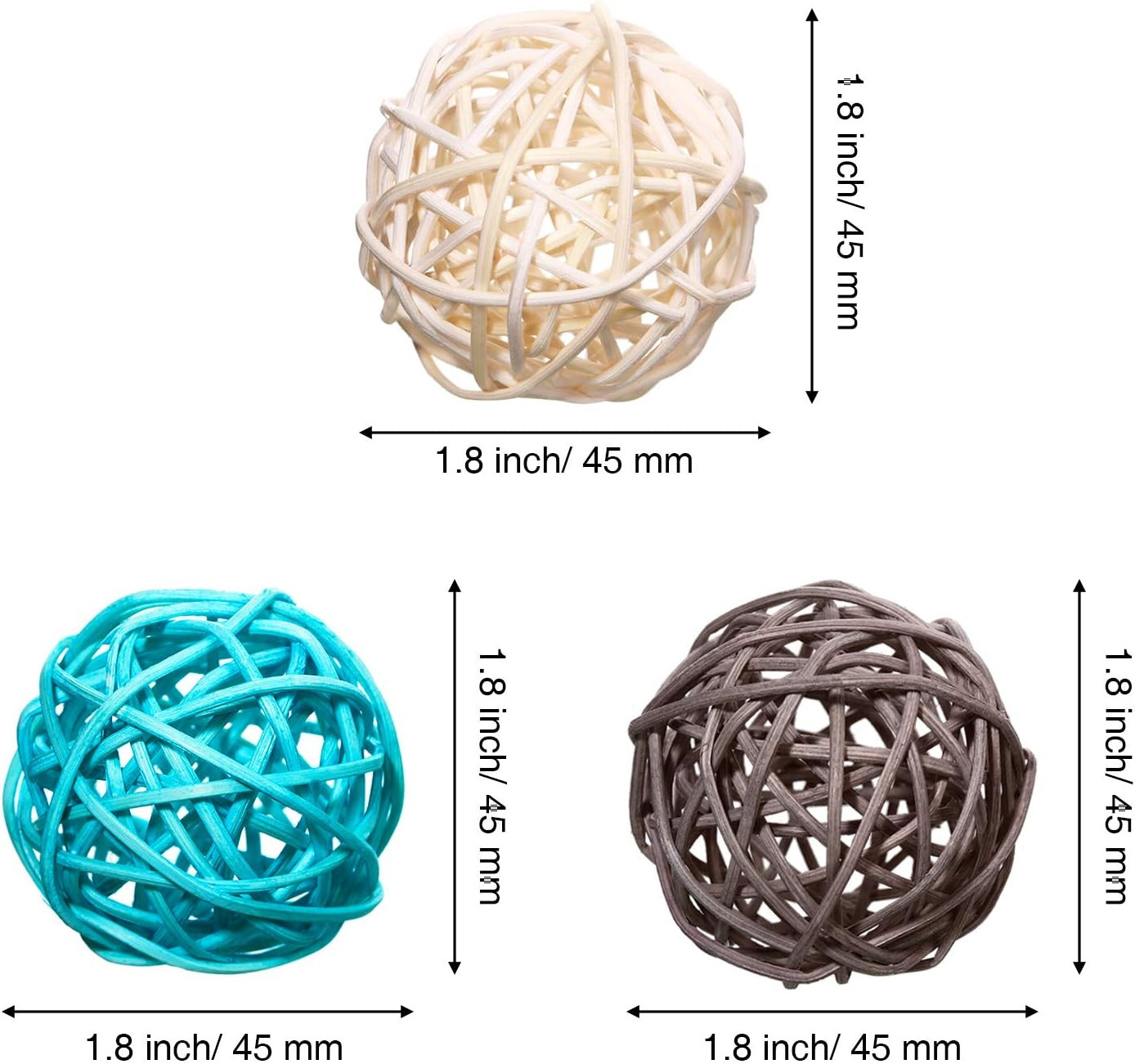 15 Pieces Wicker Rattan Balls Decorative Orbs Vase Fillers for Craft, Party, Wed