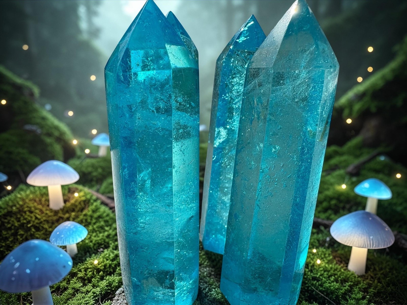 Blue Aqua Quartz Tower Crystal Point | Iridescent Healing Meditation Stone