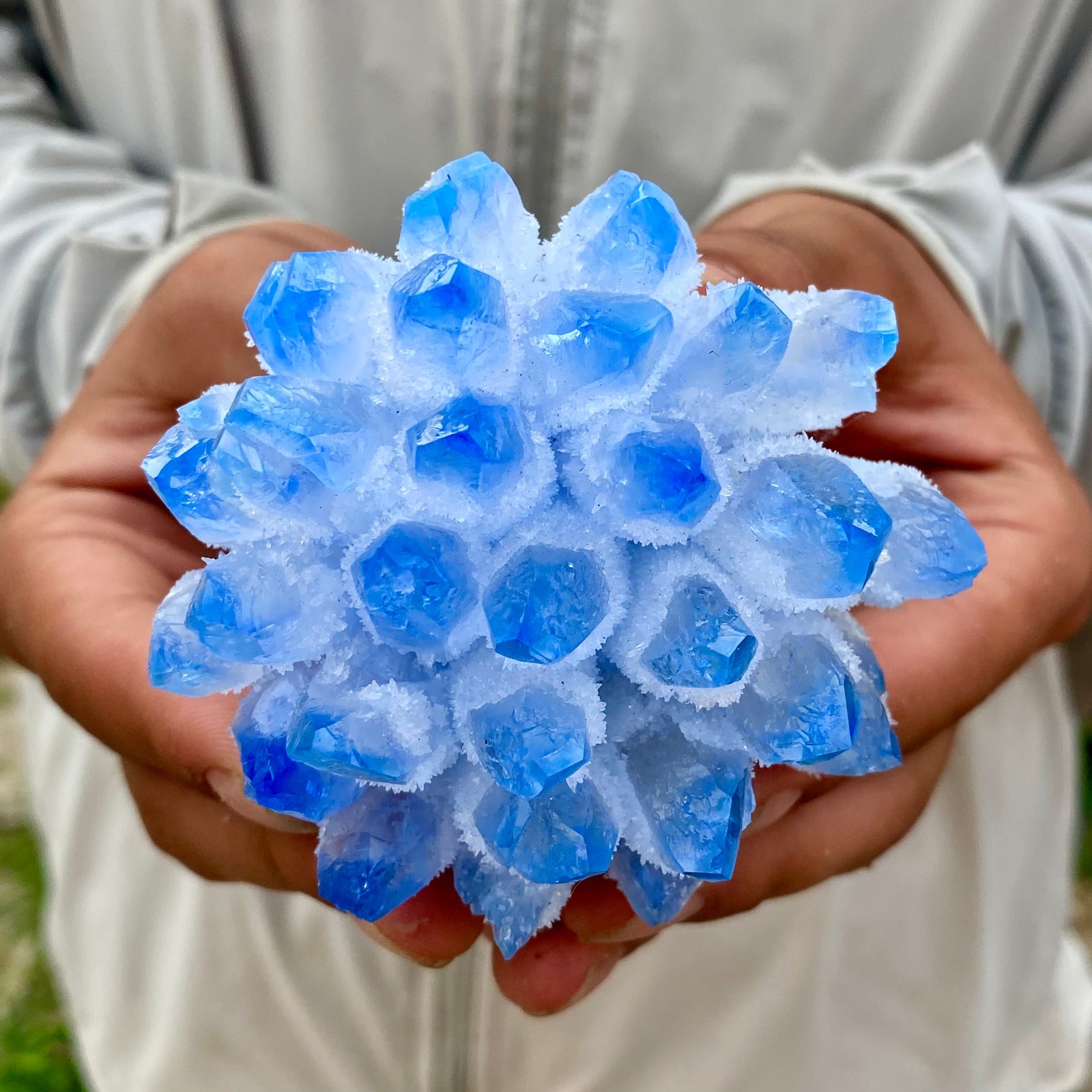 345G New Find blue Phantom Quartz Crystal Cluster Mineral Specimen Healing
