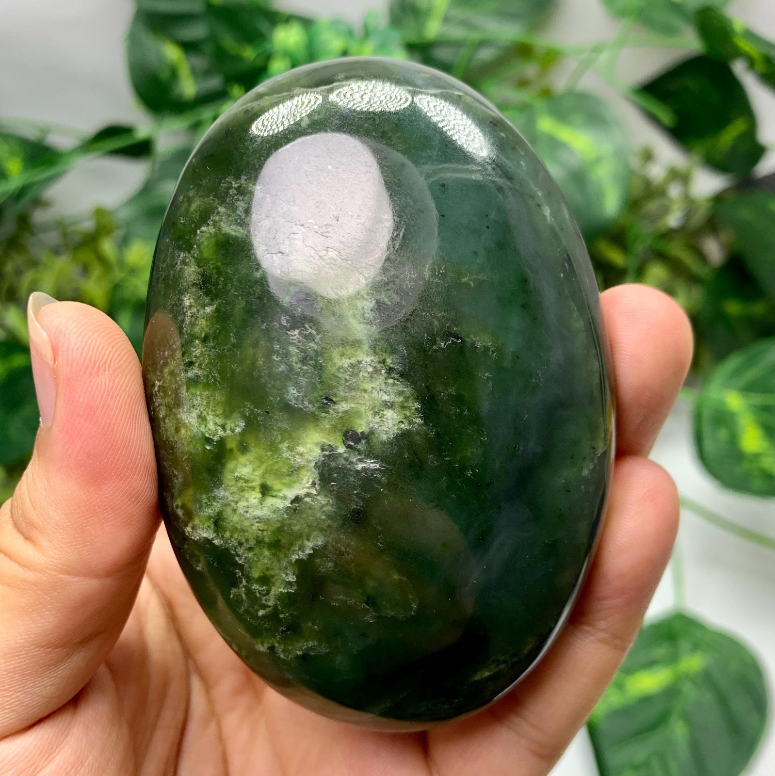 264g Best Quality Green Nephrite Jade Palm Stone, Nephrite Jade, Nephrite, Nephr