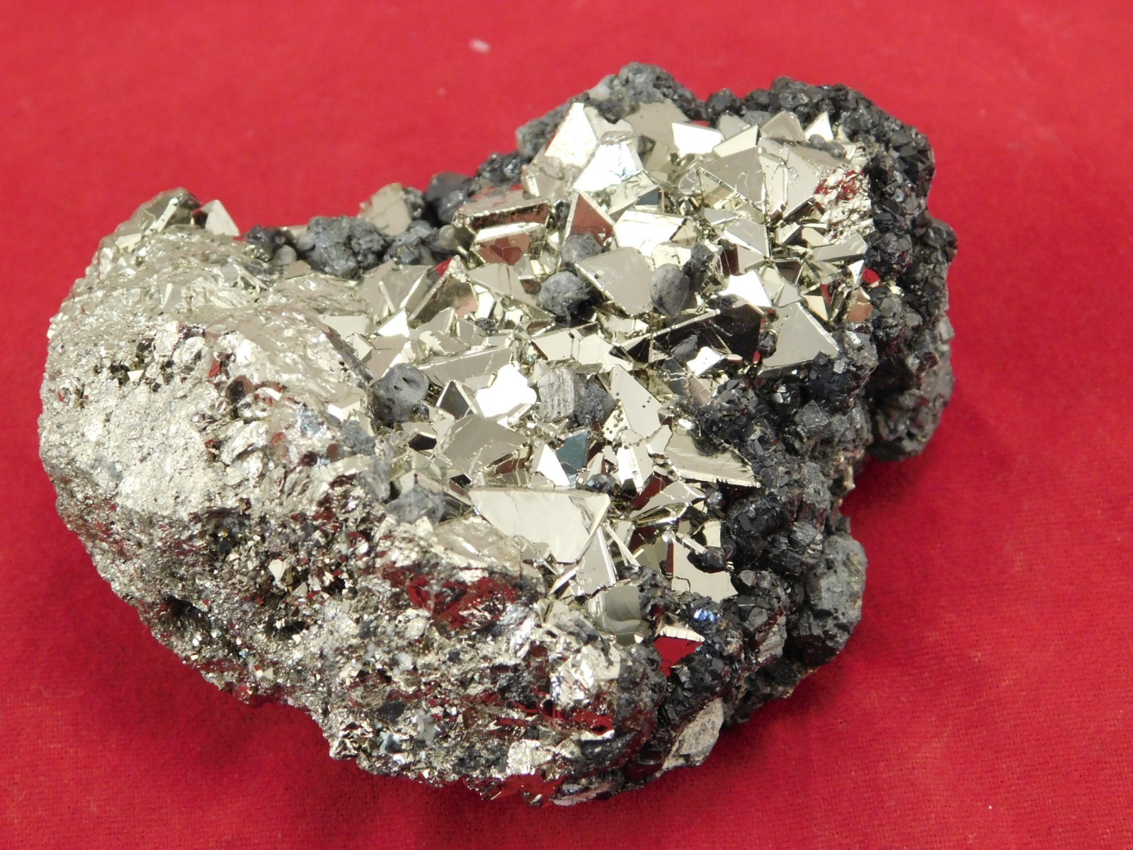 PYRITE Crystal Cluster with AAA PYRAMID Shaped Crystals & Sphalerite Peru 191gr