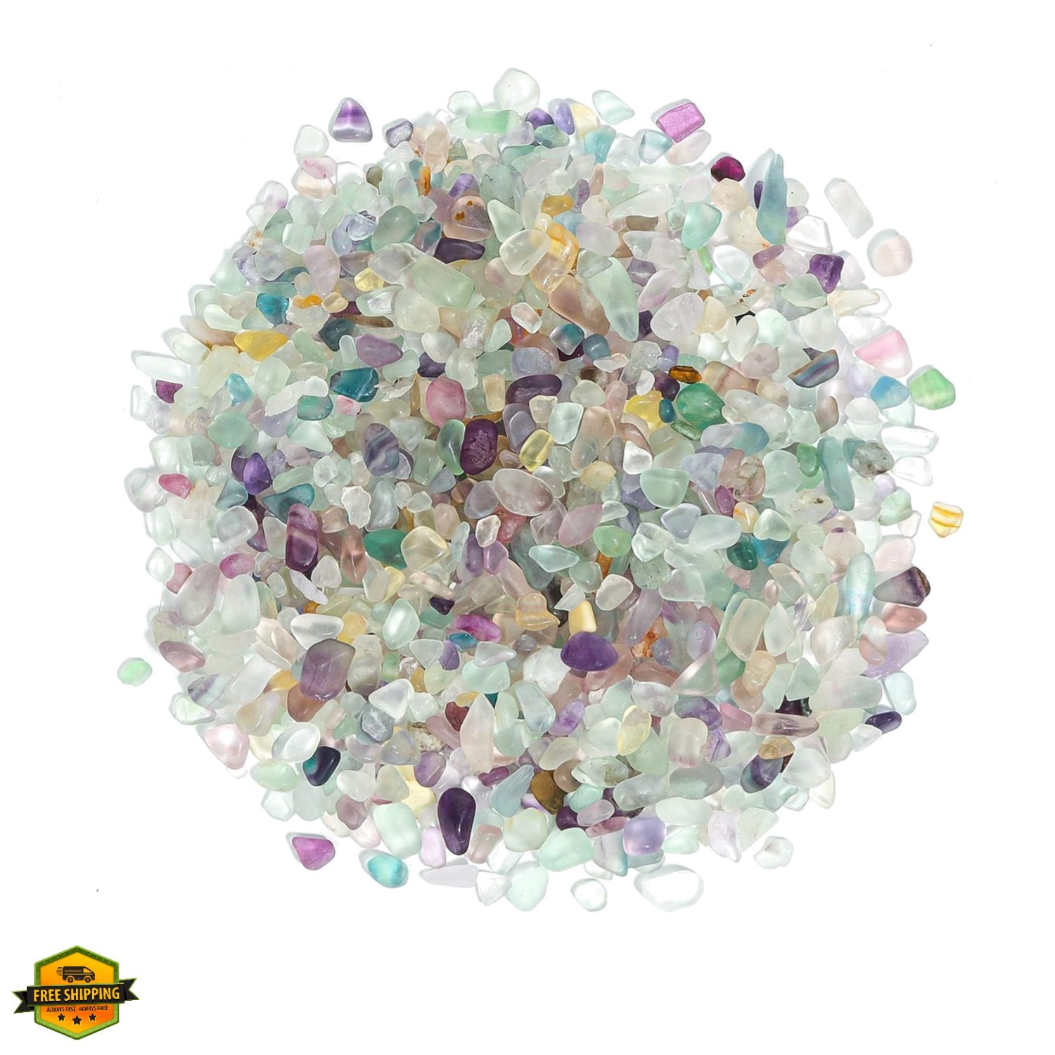 Crystal Chips Stone Crushed Quartz Glass 0.5LB – Fluorite Tumbled Gravel Smal…