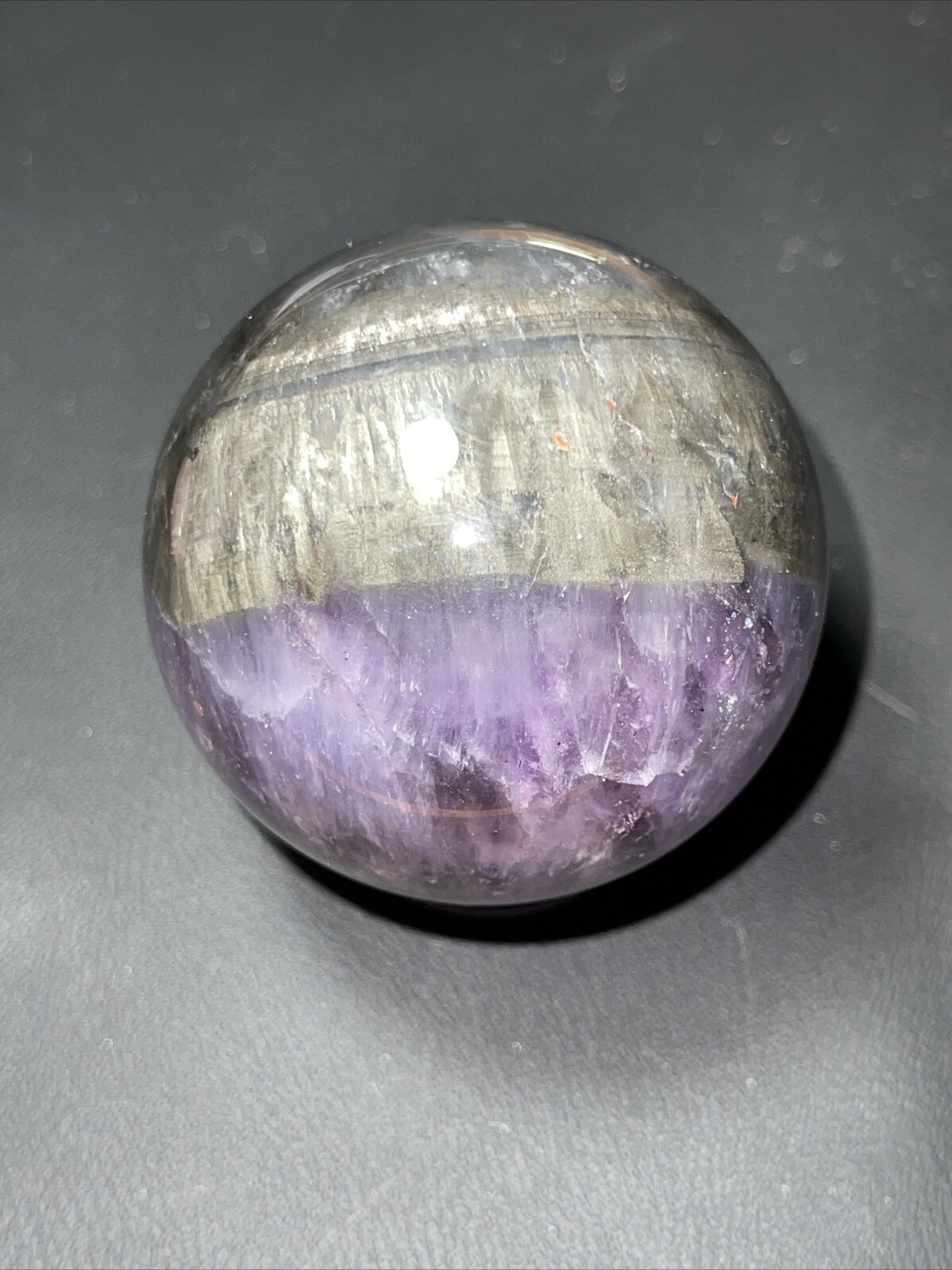 Auralite 23 Crystal Sphere Ball Orb Excellent Flash And a Rainbow 52.2mm 196g