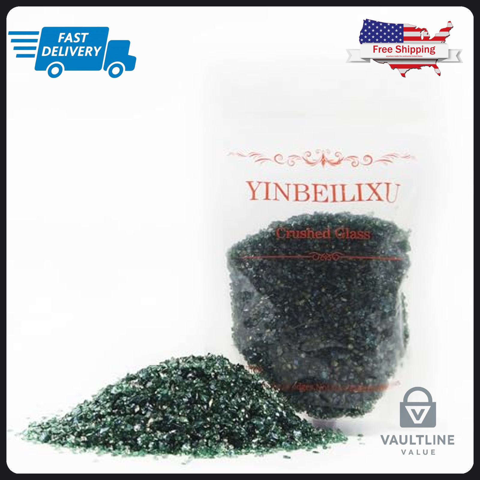 7oz Crushed Glass Chips Blackish Green Irregular Stones for Resin Art Crafts