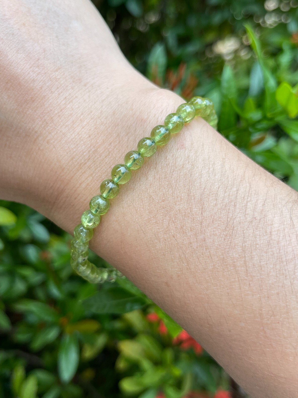 Grade A++ Peridot Crystal Bead Bracelet 4-6mm, Genuine Peridot Gemstone Bracelet