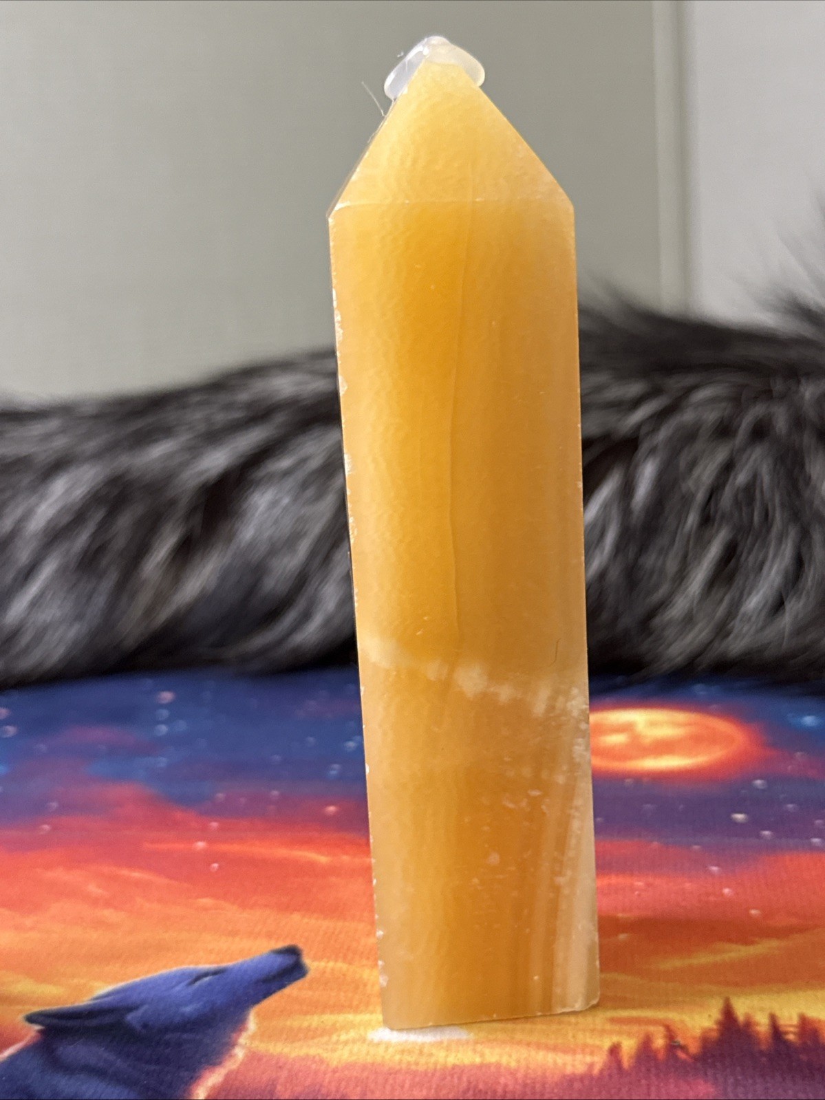 Orange Calcite 6in Natural Point Tower Approximately 440g