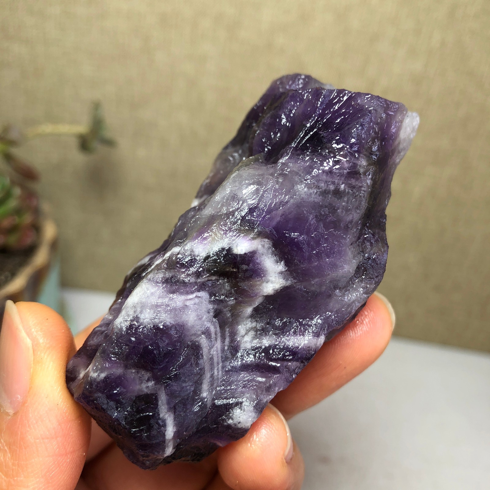 69mm Natural Dream Amethyst gemstone rough Crystal uncut specimens 111g A3815