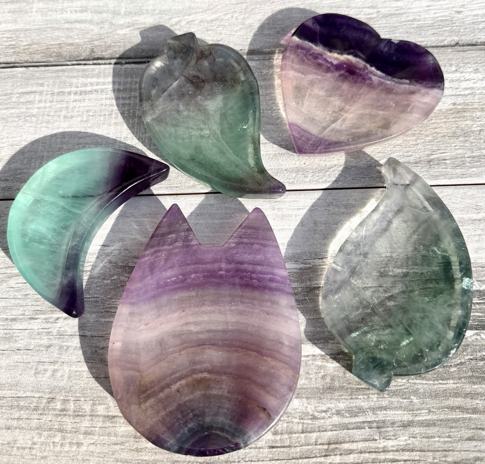 Wholesale Lot 6 Pcs Natural Fluorite Mixed Bowls Crystal Healing 1.8-2 Lbs