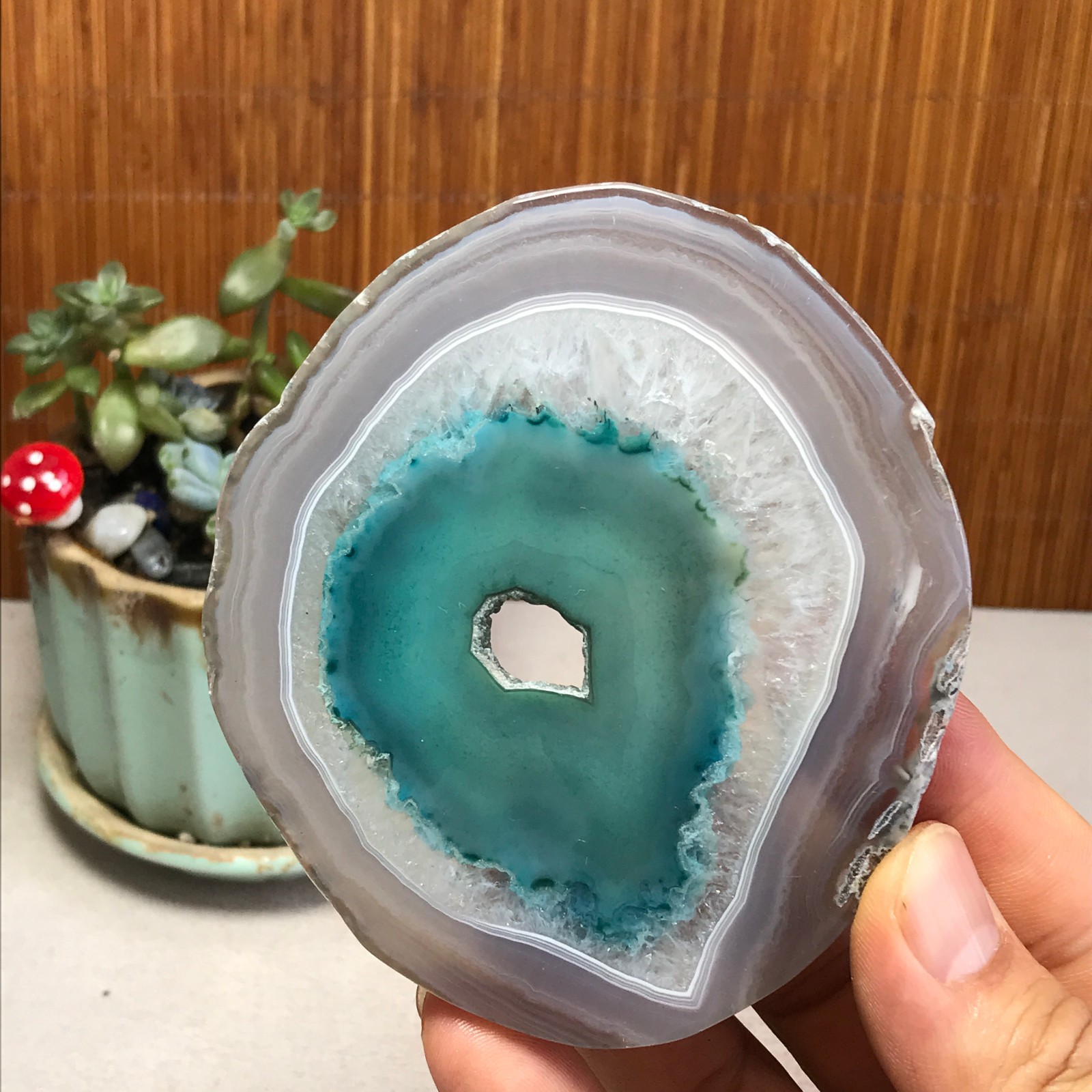 96mm Natural agate Slab/Slice quartz crystal pictographic specimen 94g A3088