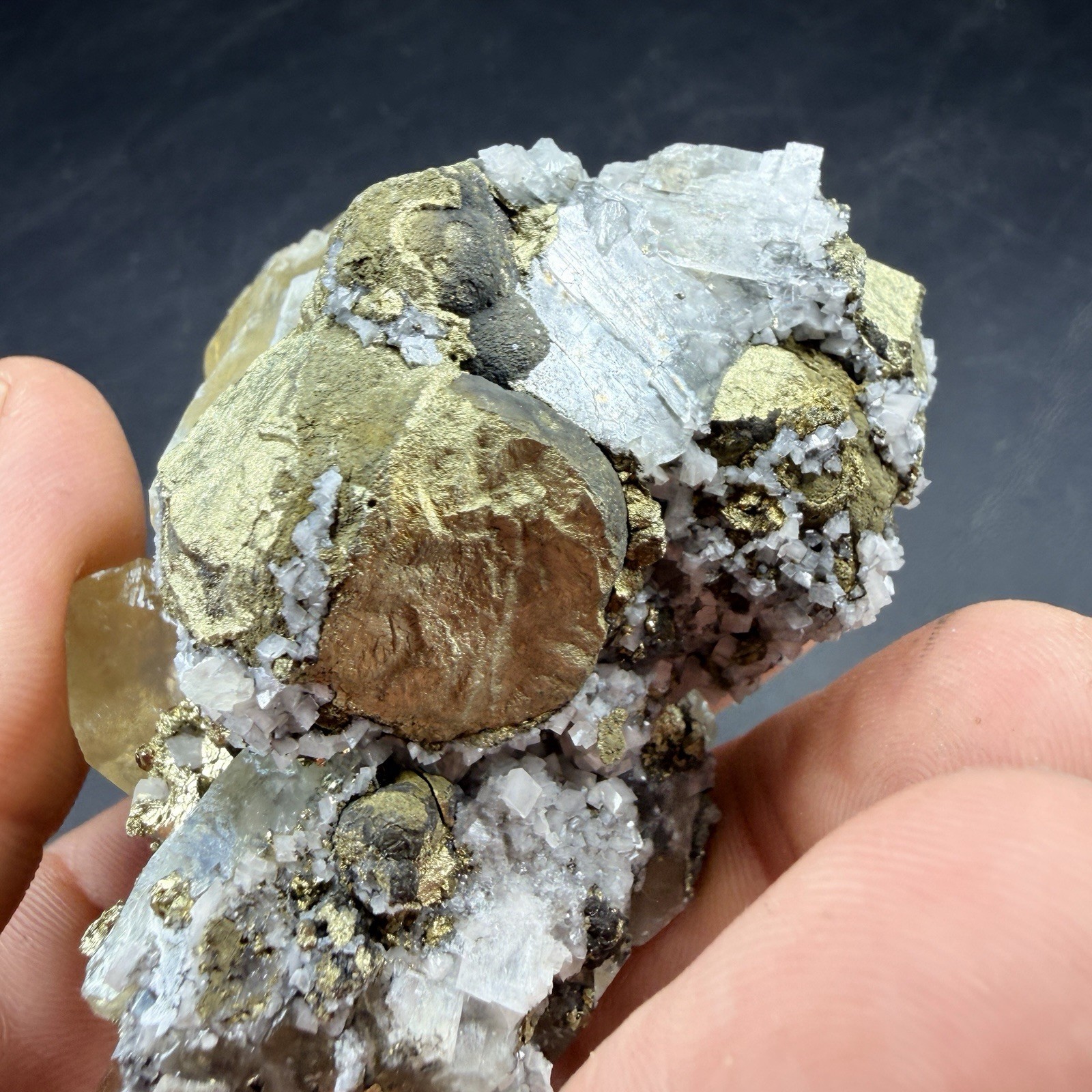 Golden Calcite Chalcopyrite Dolomite Crystal Combo / Sweetwater Mine *Video*