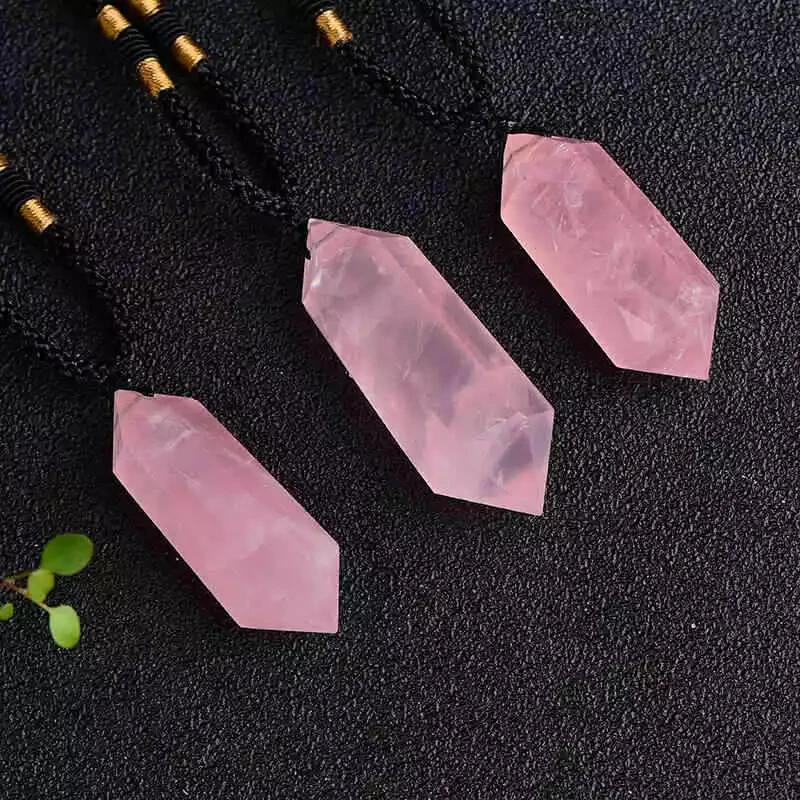 Natural Rose Quartz Pendant Healing Gemstone Crystal Women Men Necklace Gift New