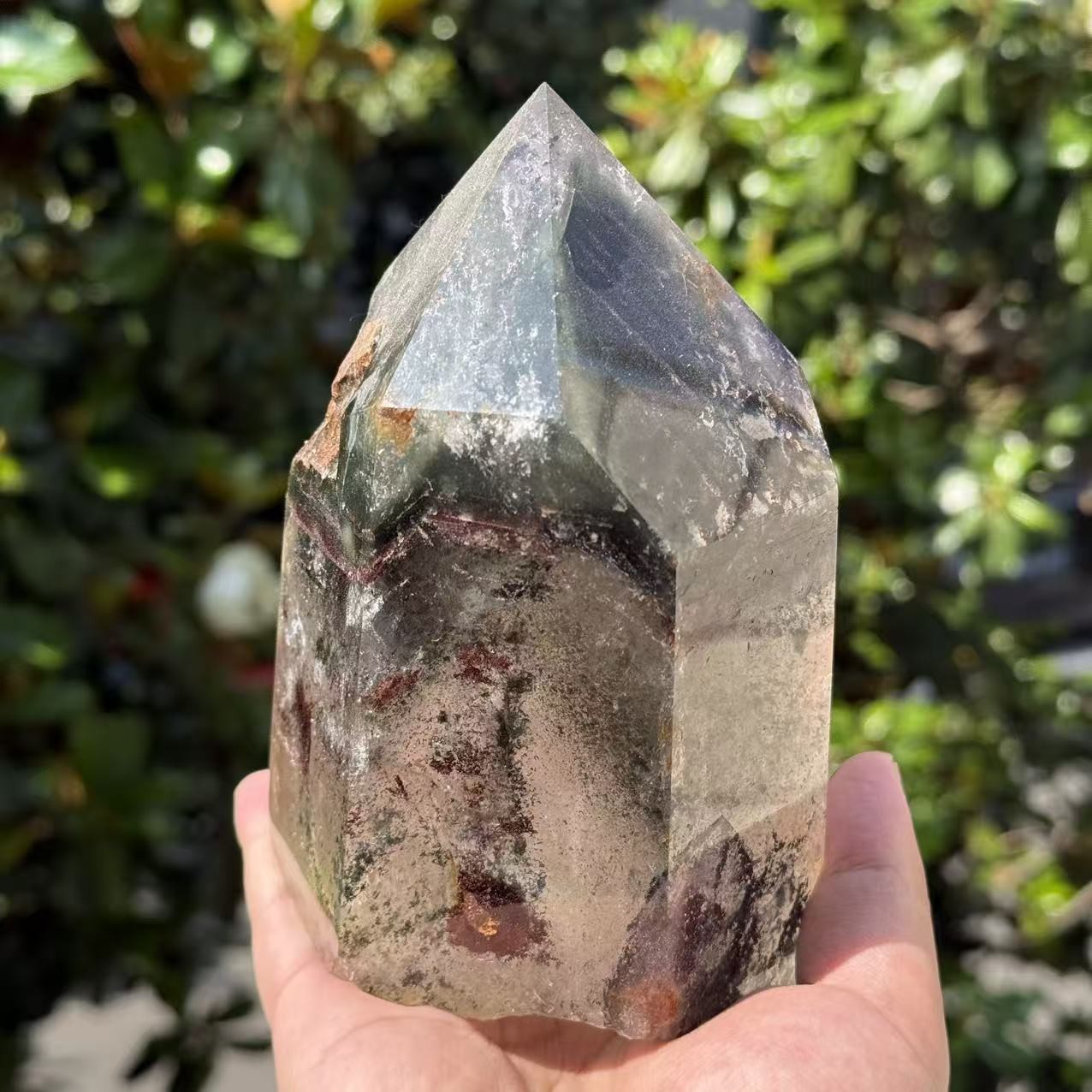 3.6LB A+Large Natural Garden Quartz Point Crystal Rainbow Tower Decor