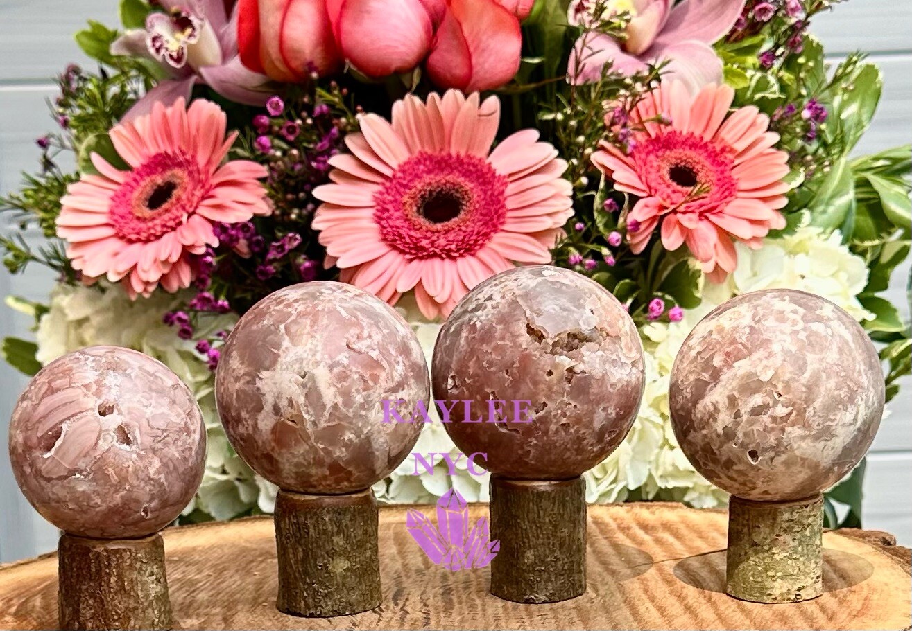 Wholesale Lot 4-5 Pcs Natural Pink Agate Sphere Crystal Ball 4.9-5 Lbs